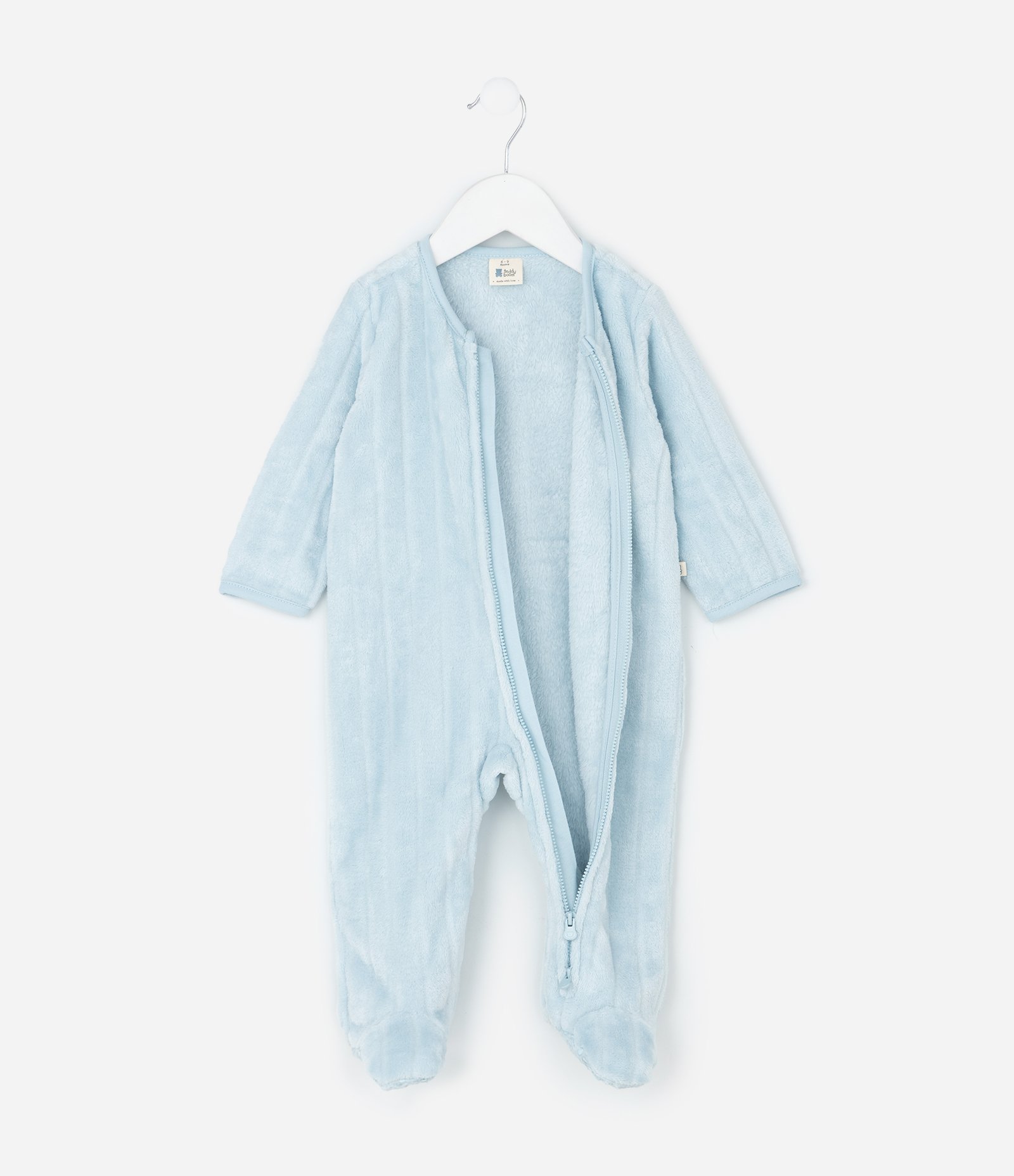 Macacão Infantil com Textura Canelada e Zíper – Tam 0 a 24 Meses Azul Bebê 2