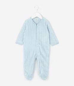 Macacão Infantil com Textura Canelada e Zíper – Tam 0 a 24 Meses