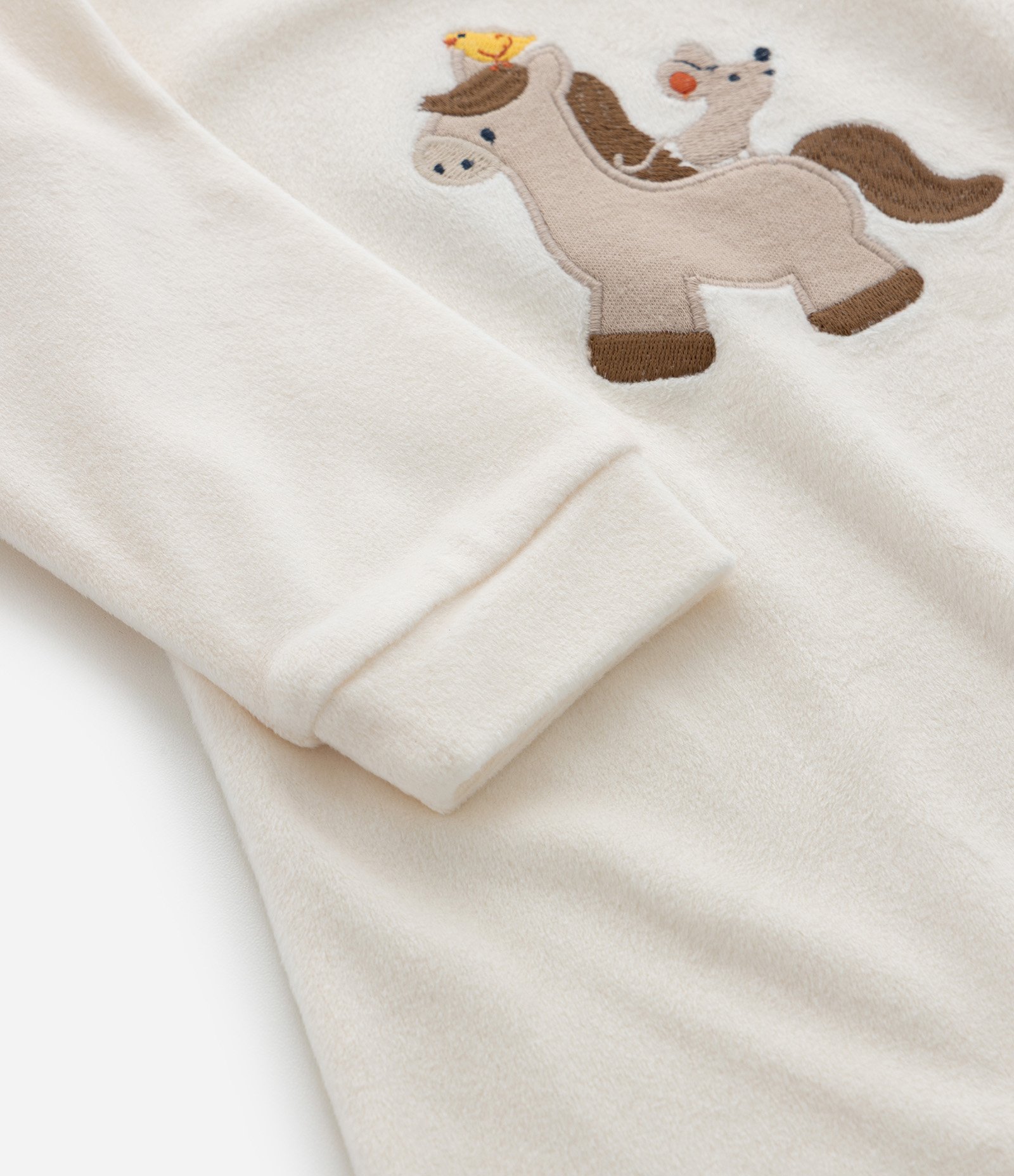 Macacão Infantil com Bordado de Cavalo – Tam 0 a 18 Meses Off White 5
