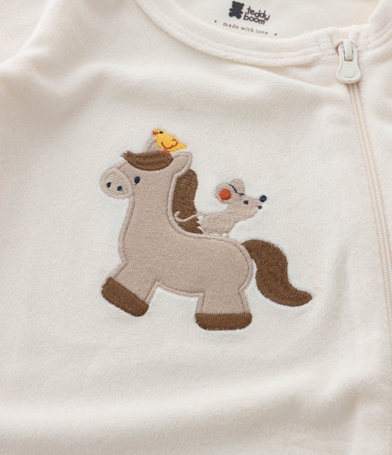 Macacão Infantil com Bordado de Cavalo – Tam 0 a 18 Meses Off White 6