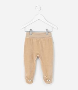 Calça Infantil com Pé Bordado Urso – Tam 0 a 18 Meses