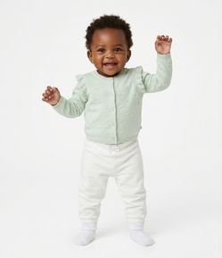 Cardigan Infantil em Efeito Tricô com Babado Texturizado – Tam RN a 18 Meses