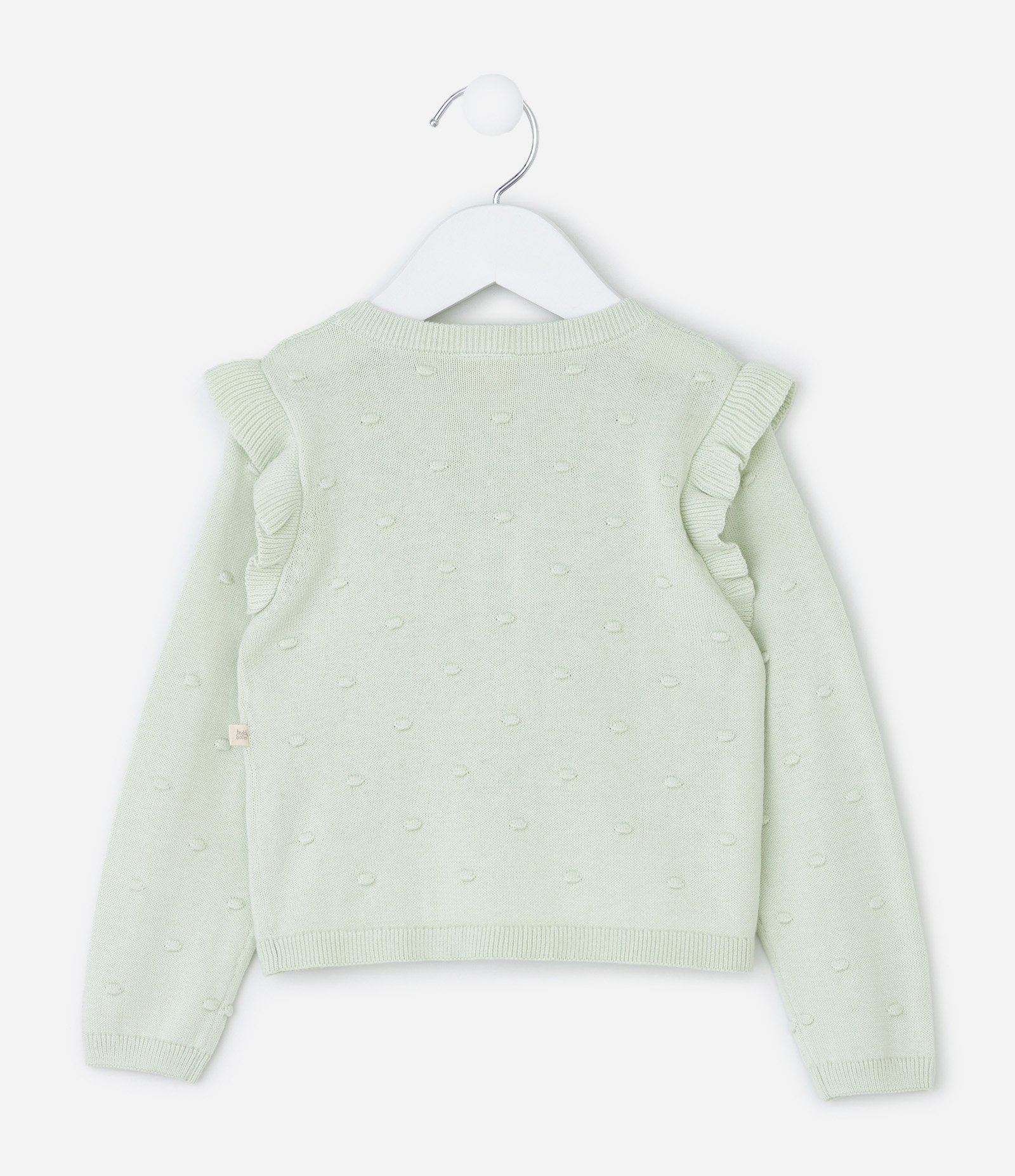 Cardigan Infantil em Efeito Tricô com Babado Texturizado – Tam RN a 18 Meses Verde Oliva 2