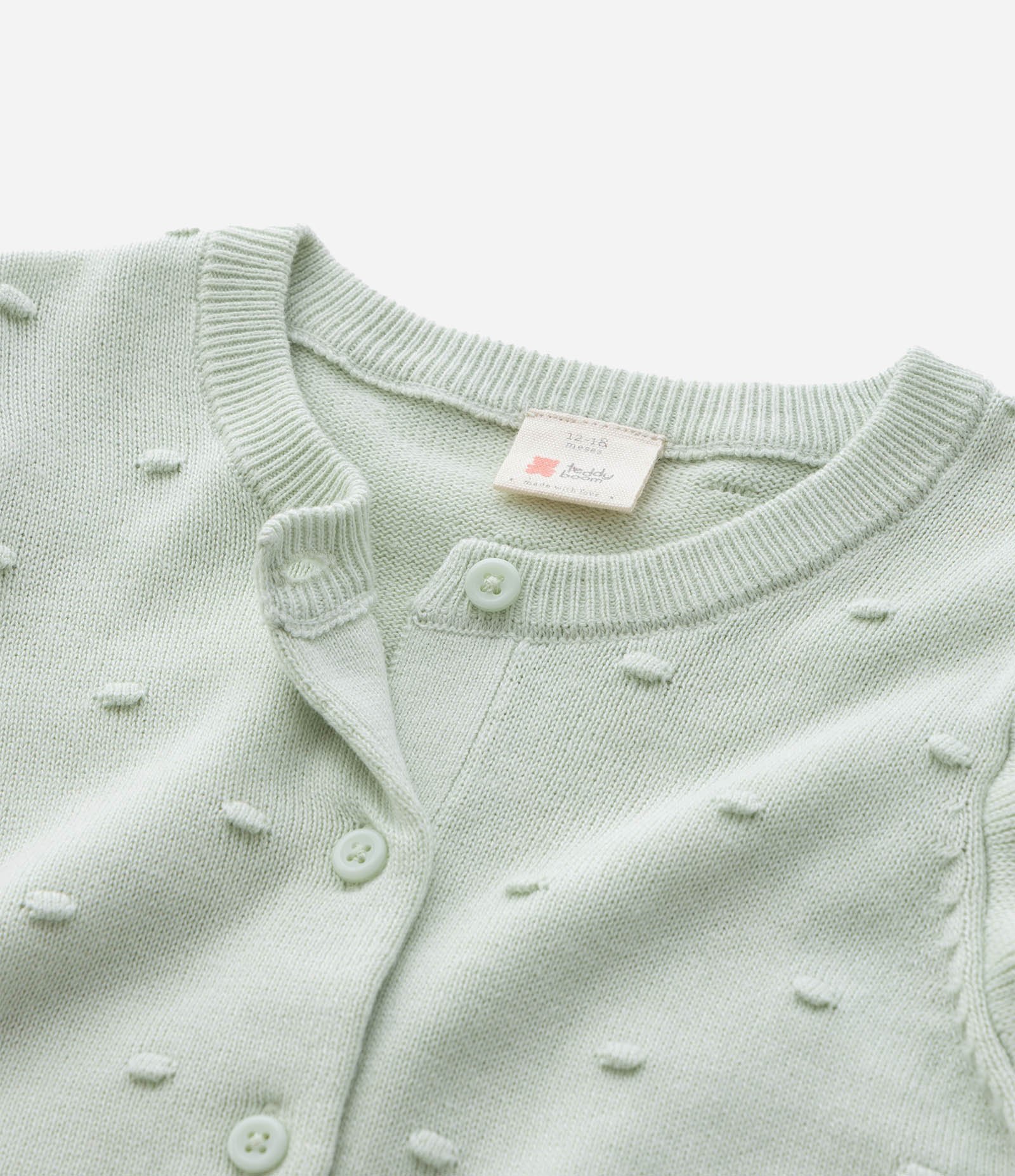 Cardigan Infantil em Efeito Tricô com Babado Texturizado – Tam RN a 18 Meses Verde Oliva 3