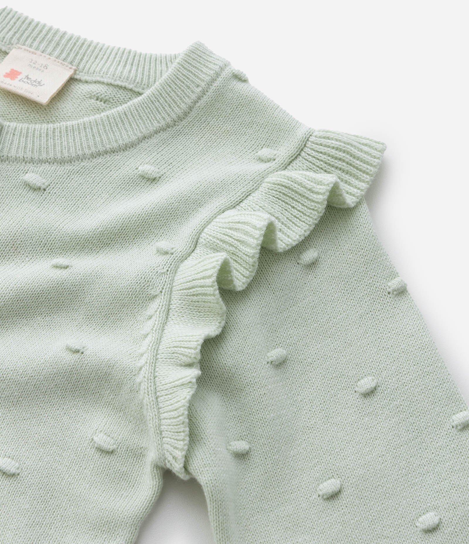 Cardigan Infantil em Efeito Tricô com Babado Texturizado – Tam RN a 18 Meses Verde Oliva 6