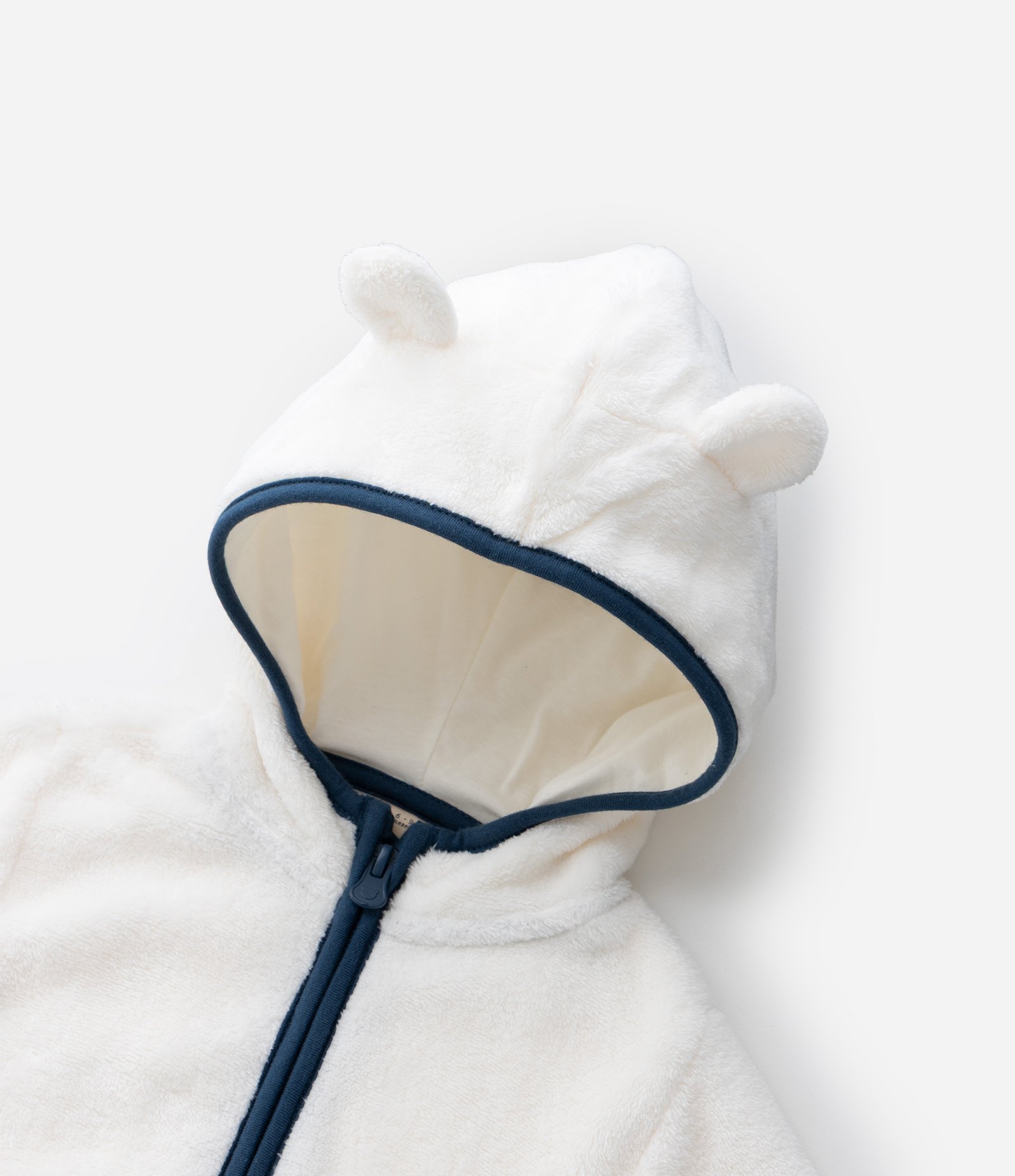 Conjunto Infantil Casaco com Capuz e Calça Bordado de Urso – Tam 0 a 18 Meses Branco/Azul 14