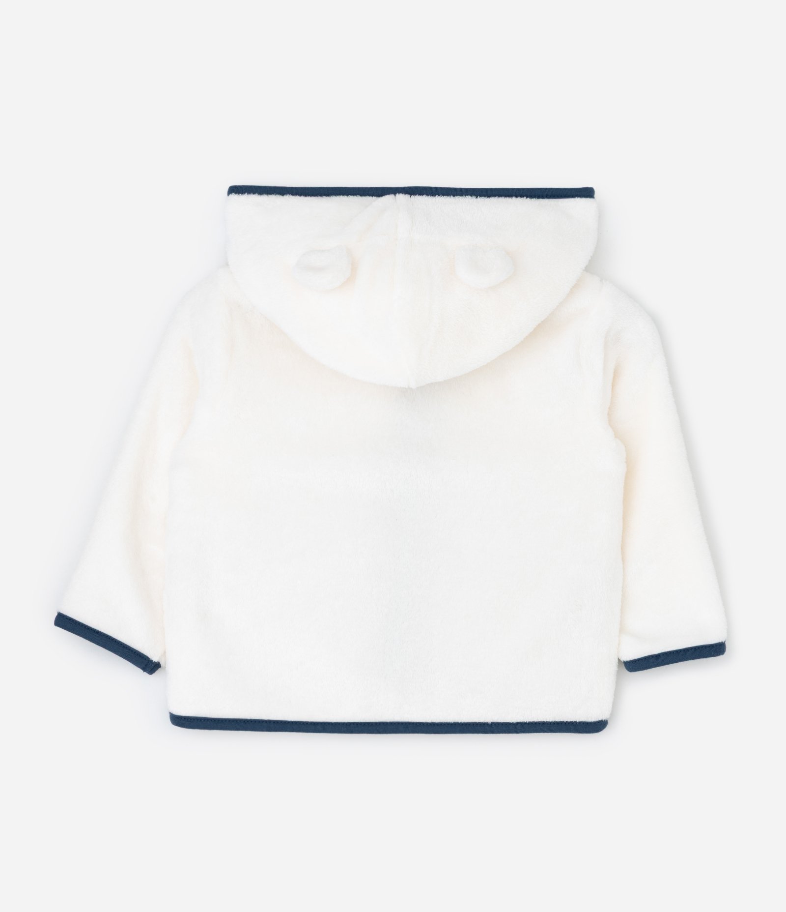 Conjunto Infantil Casaco com Capuz e Calça Bordado de Urso – Tam 0 a 18 Meses Branco/Azul 3