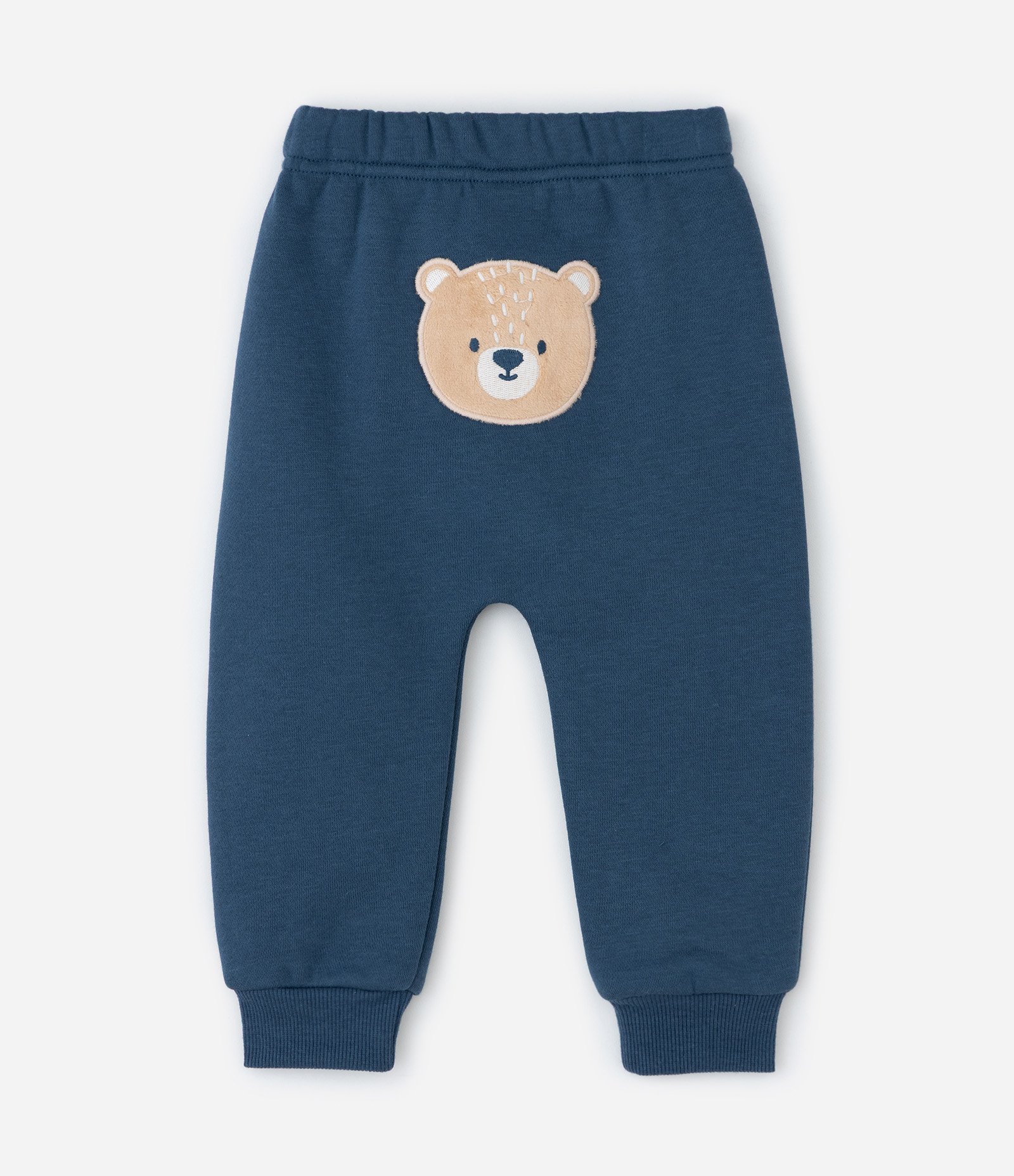 Conjunto Infantil Casaco com Capuz e Calça Bordado de Urso – Tam 0 a 18 Meses Branco/Azul 5