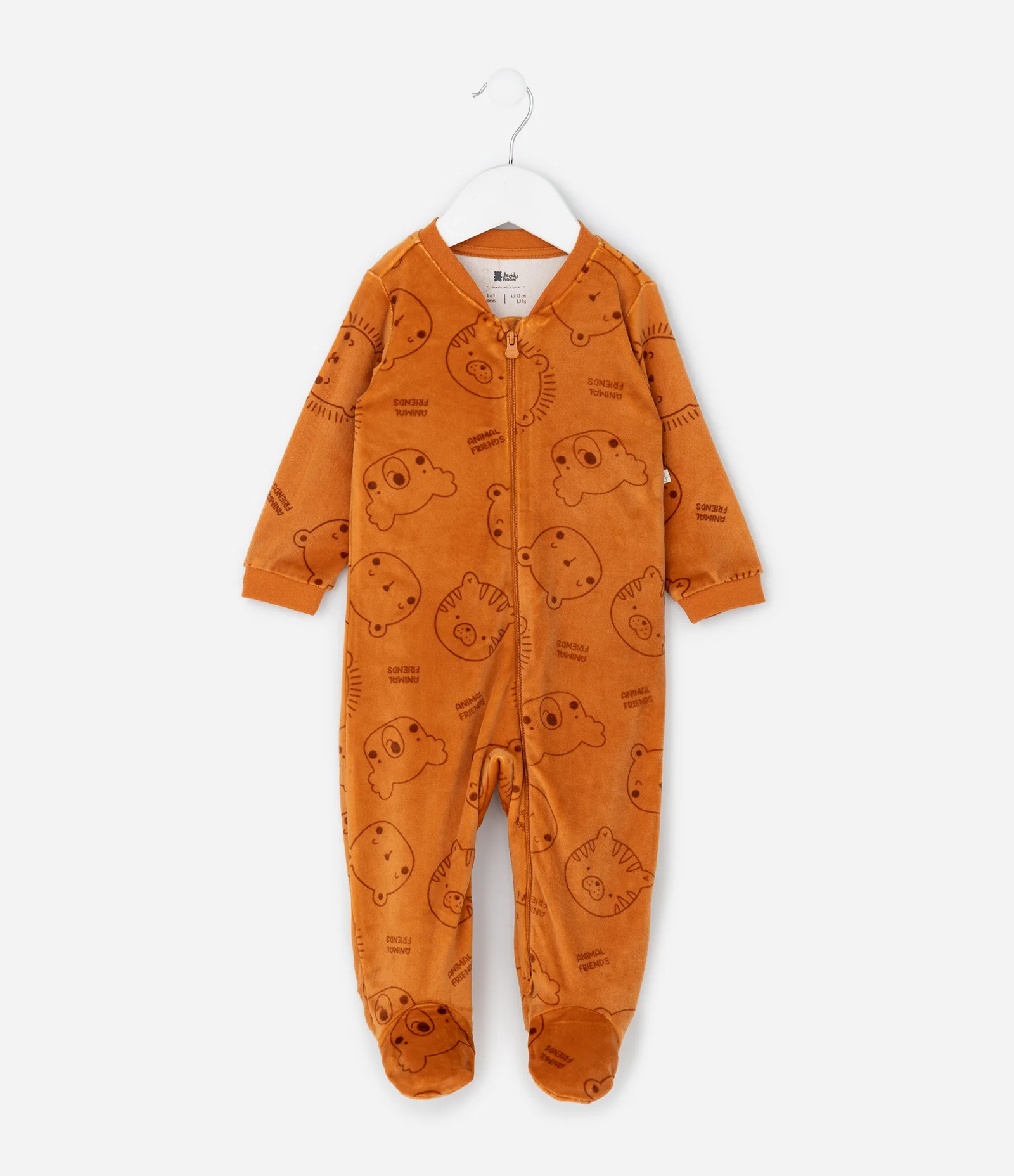 Macacão Plush com Estampa de Bichos - Tam 0 a 18 Meses Marrom 1