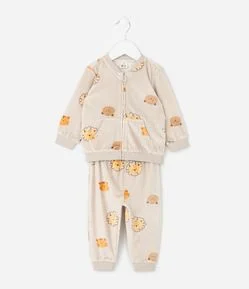 Conjunto Bebê Casaco e Calça com Carinhas de Animais  – Tam 0 a 24 Meses
