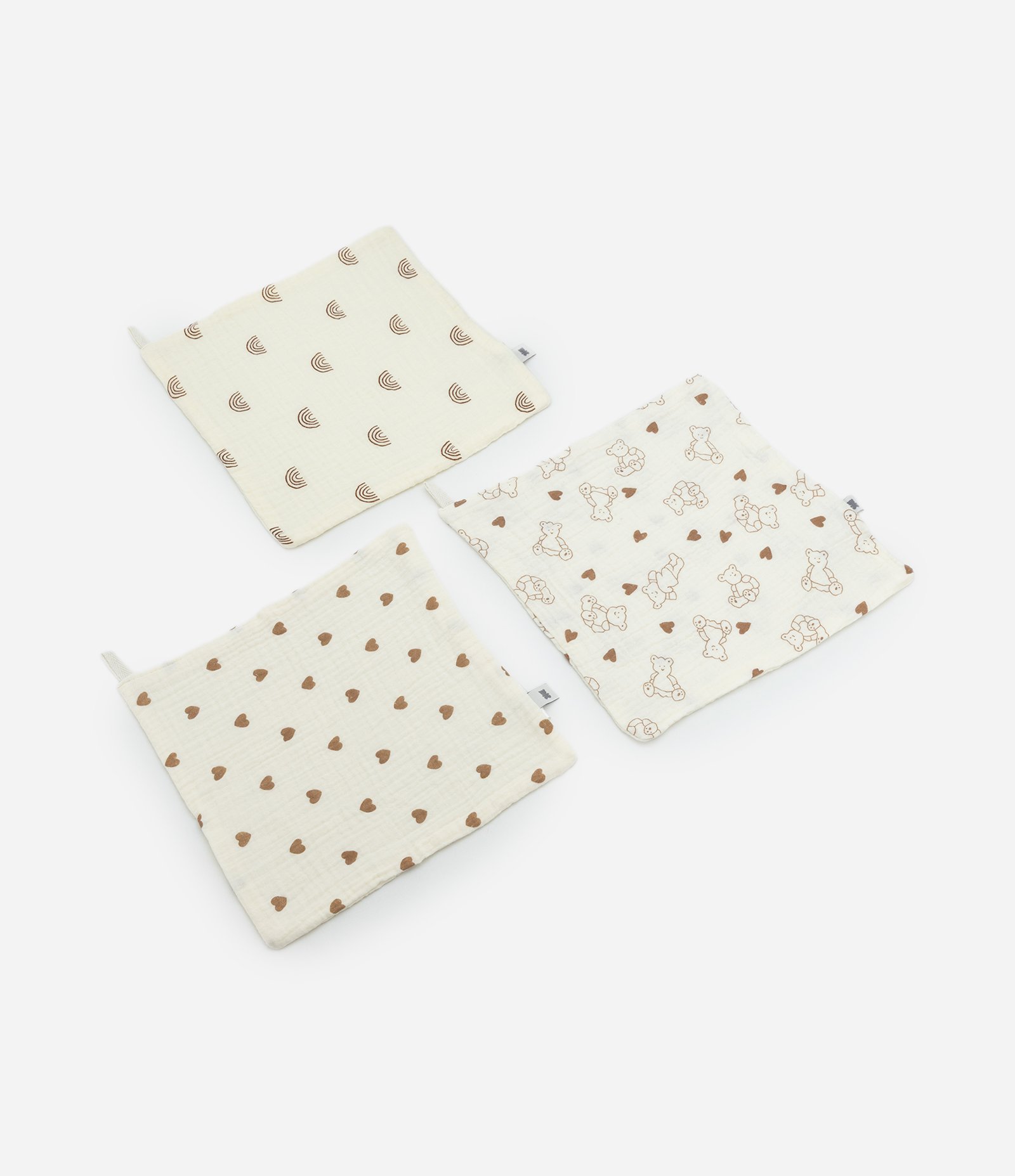 Kit Infantil 03 Panos de Boca com Estampas – Tam U Bege Claro 1