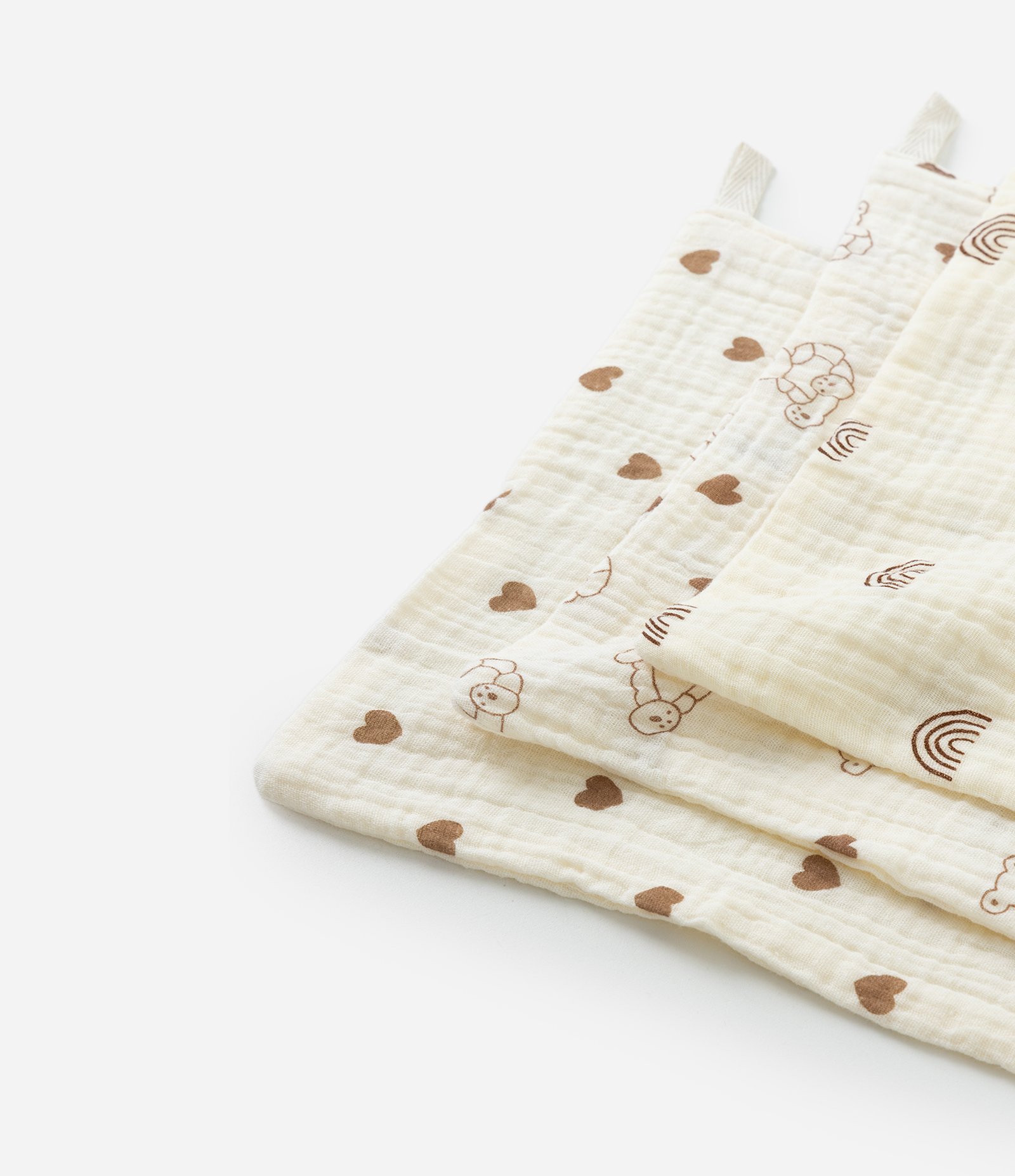 Kit Infantil 03 Panos de Boca com Estampas – Tam U Bege Claro 3