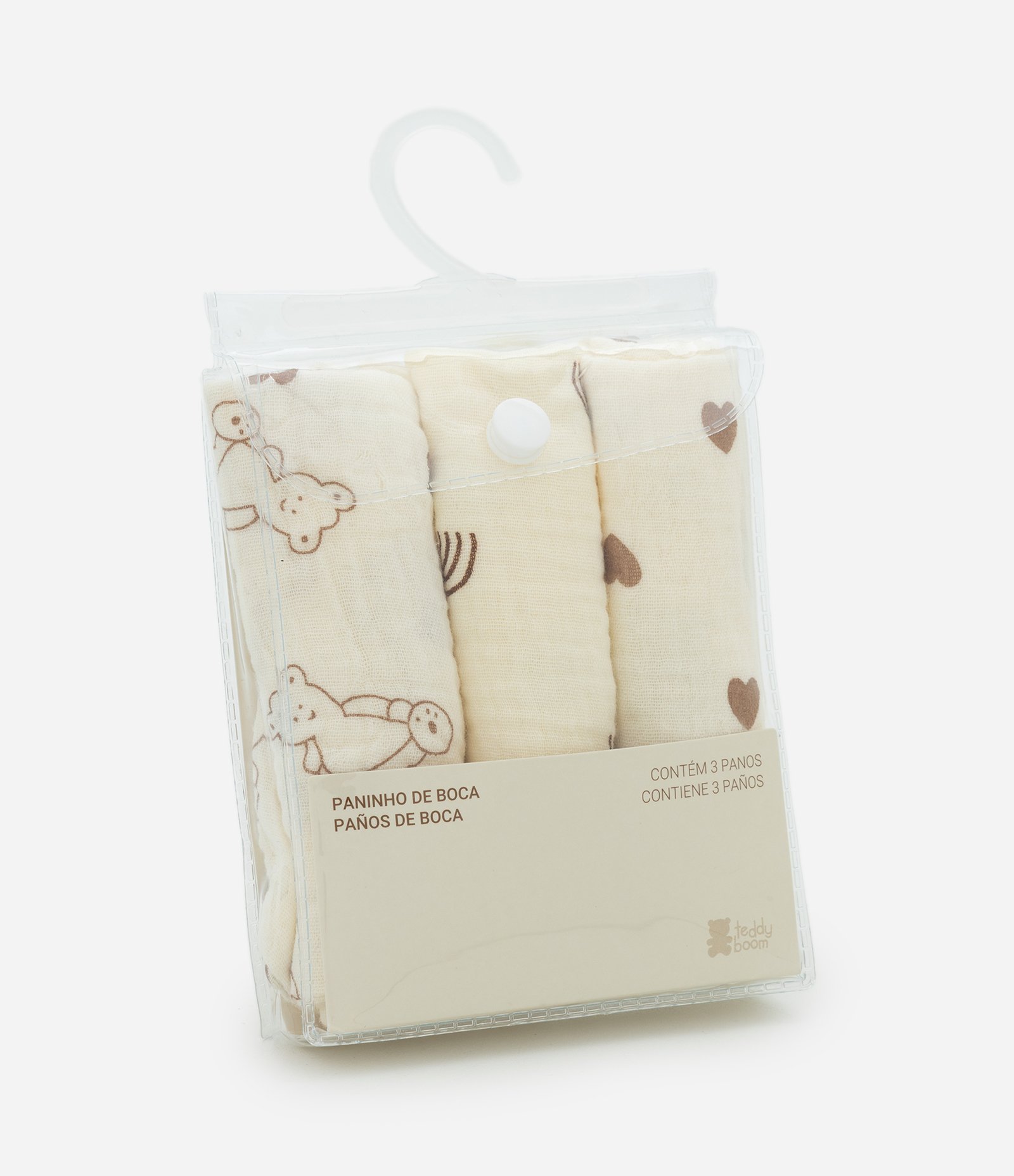 Kit Infantil 03 Panos de Boca com Estampas – Tam U Bege Claro 4