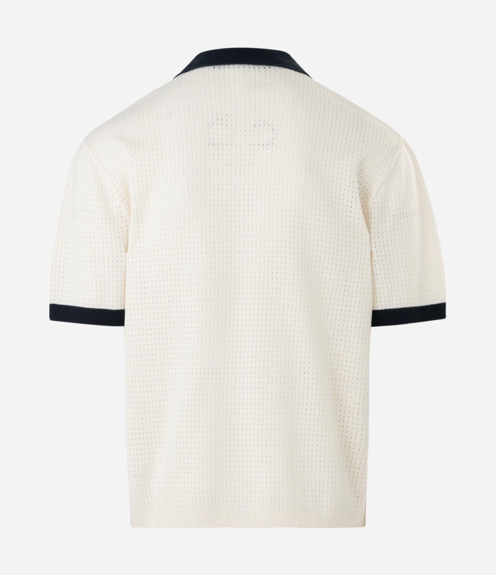Camiseta Boxy em Tricô com Gola Polo e Bordado Off White
