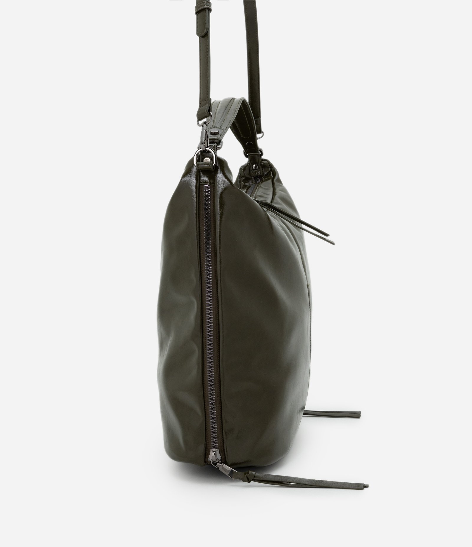 Bolsa Hobo Grande com Expansão Lateral de Zíper Verde 2