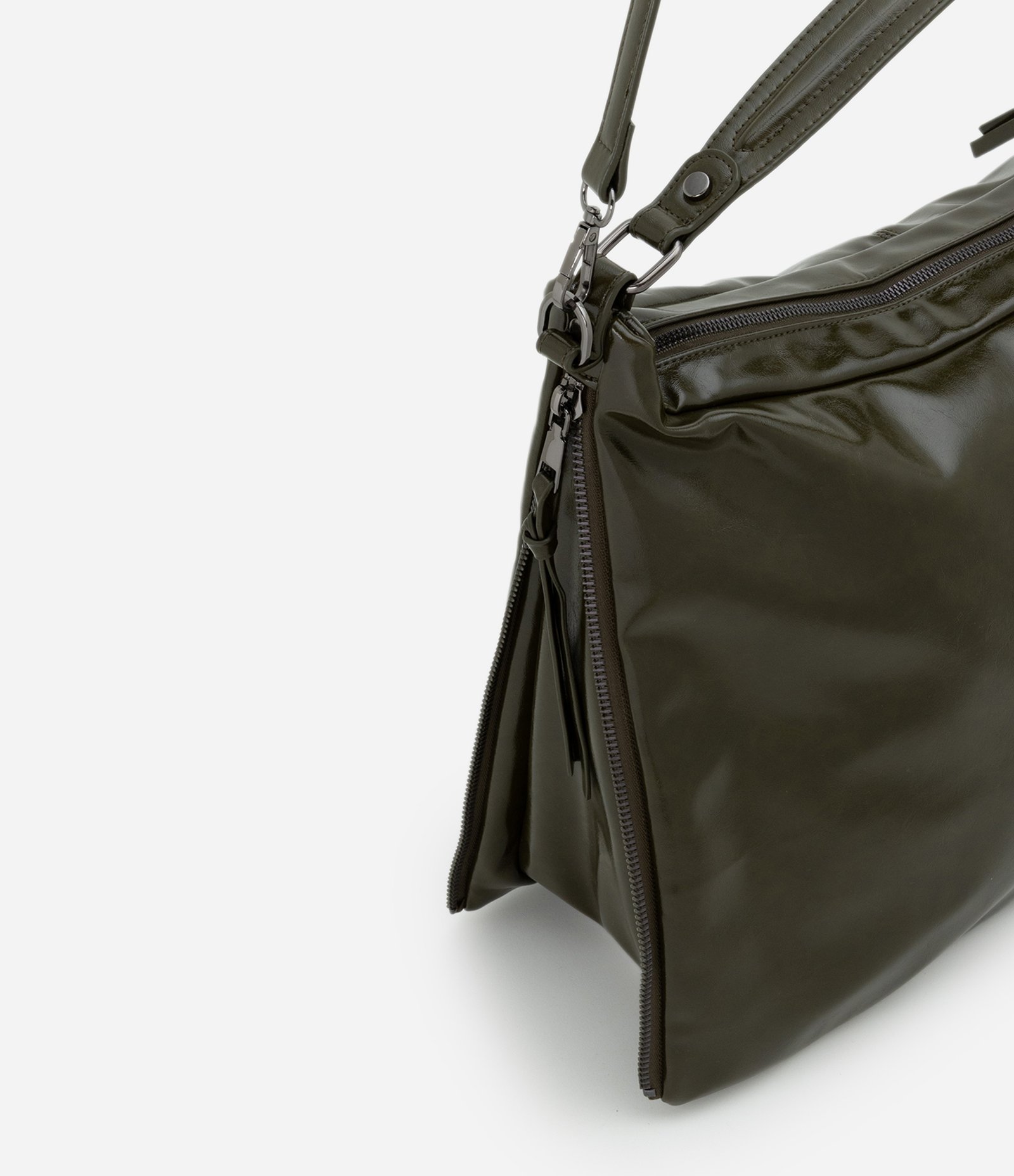 Bolsa Hobo Grande com Expansão Lateral de Zíper Verde 4