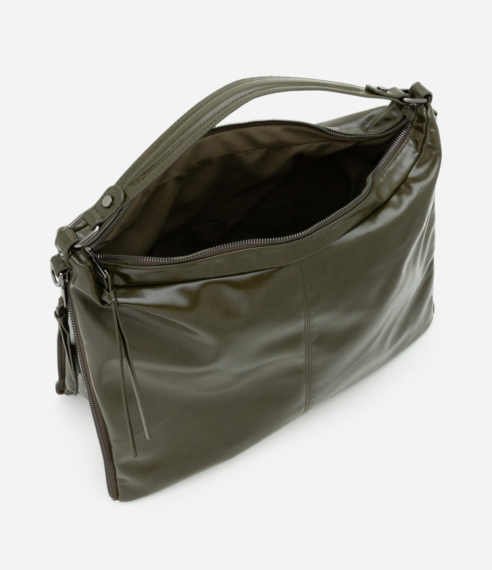 Bolsa Hobo Grande com Expansão Lateral de Zíper Verde 5