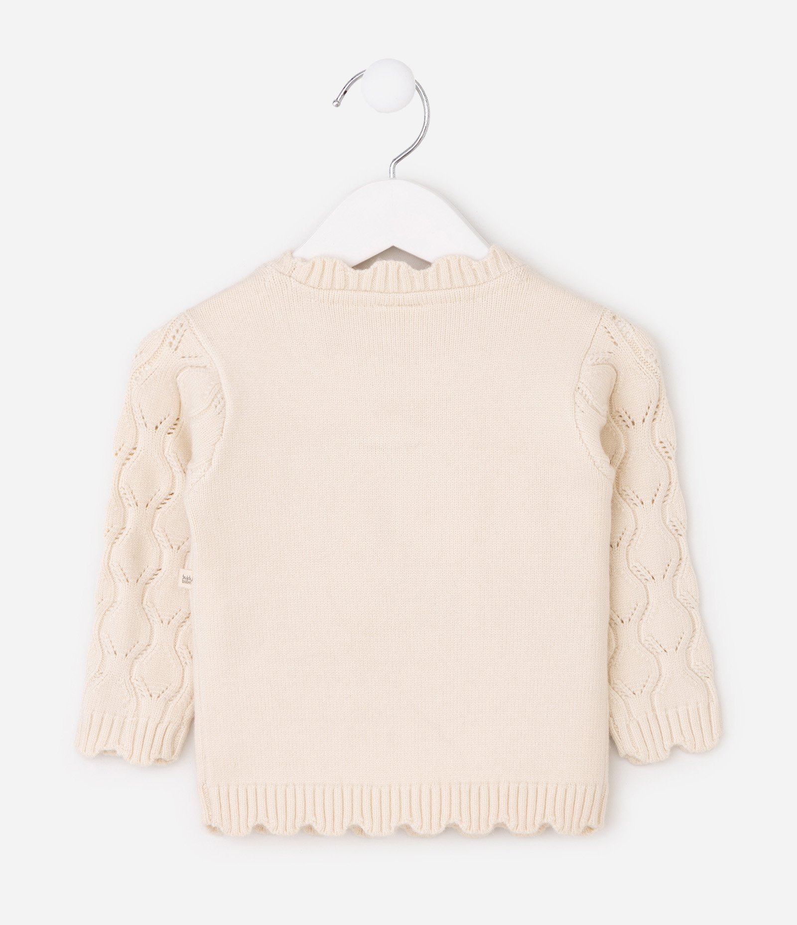 Suéter Infantil em Jacquard com Lacinho Aplicado – Tam RN a 12 Meses Bege Claro 2