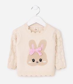 Suéter Infantil em Jacquard com Lacinho Aplicado – Tam RN a 12 Meses