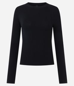 Blusa Básica em Tricô com Manga Longa