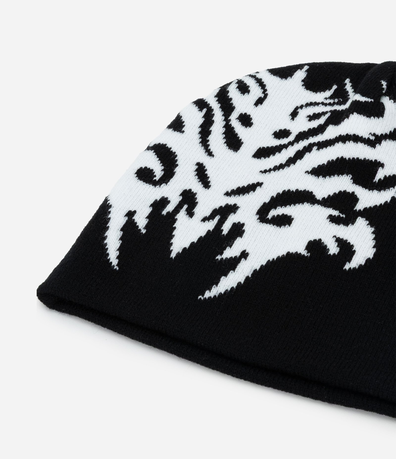 Touca em Tricô Dupla Face com Estampa Tribal Abstrata Preto 2
