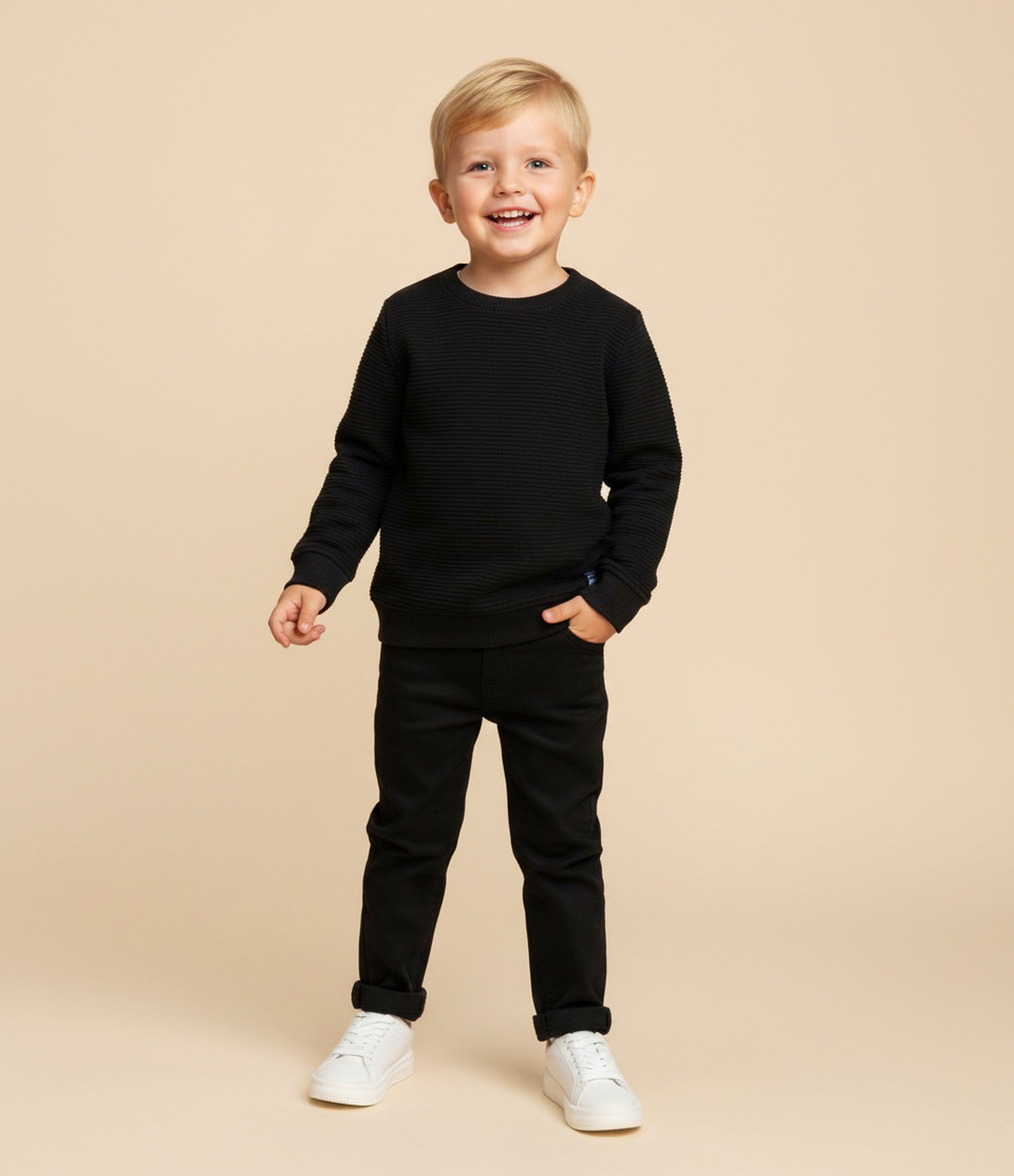 Camiseta Infantil Texturizada Básica - Tam 1 a 6 Anos Preto 1