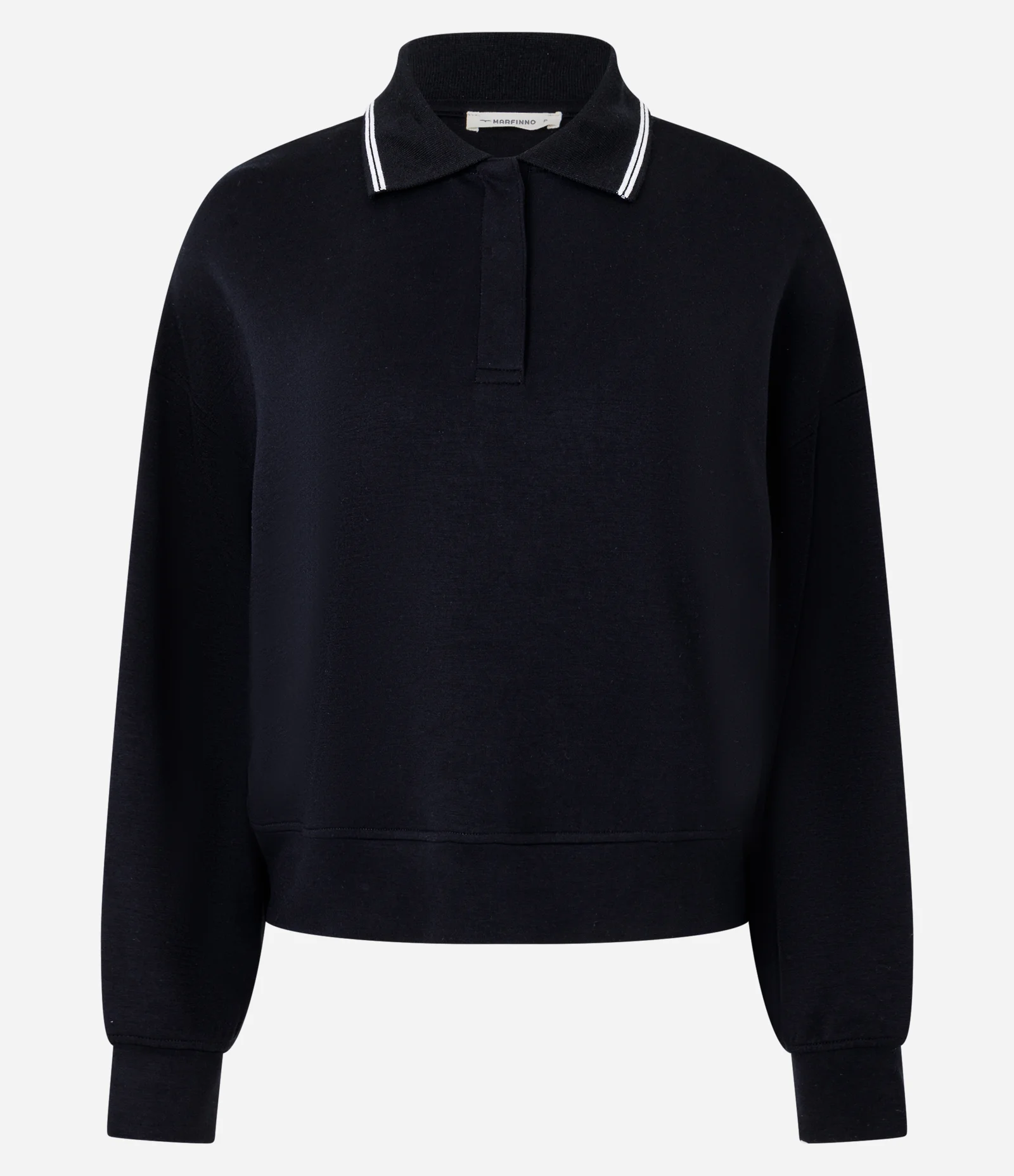 Casaco Fechado em Moletom com Gola Polo e Detalhe Constrastante Preto 5