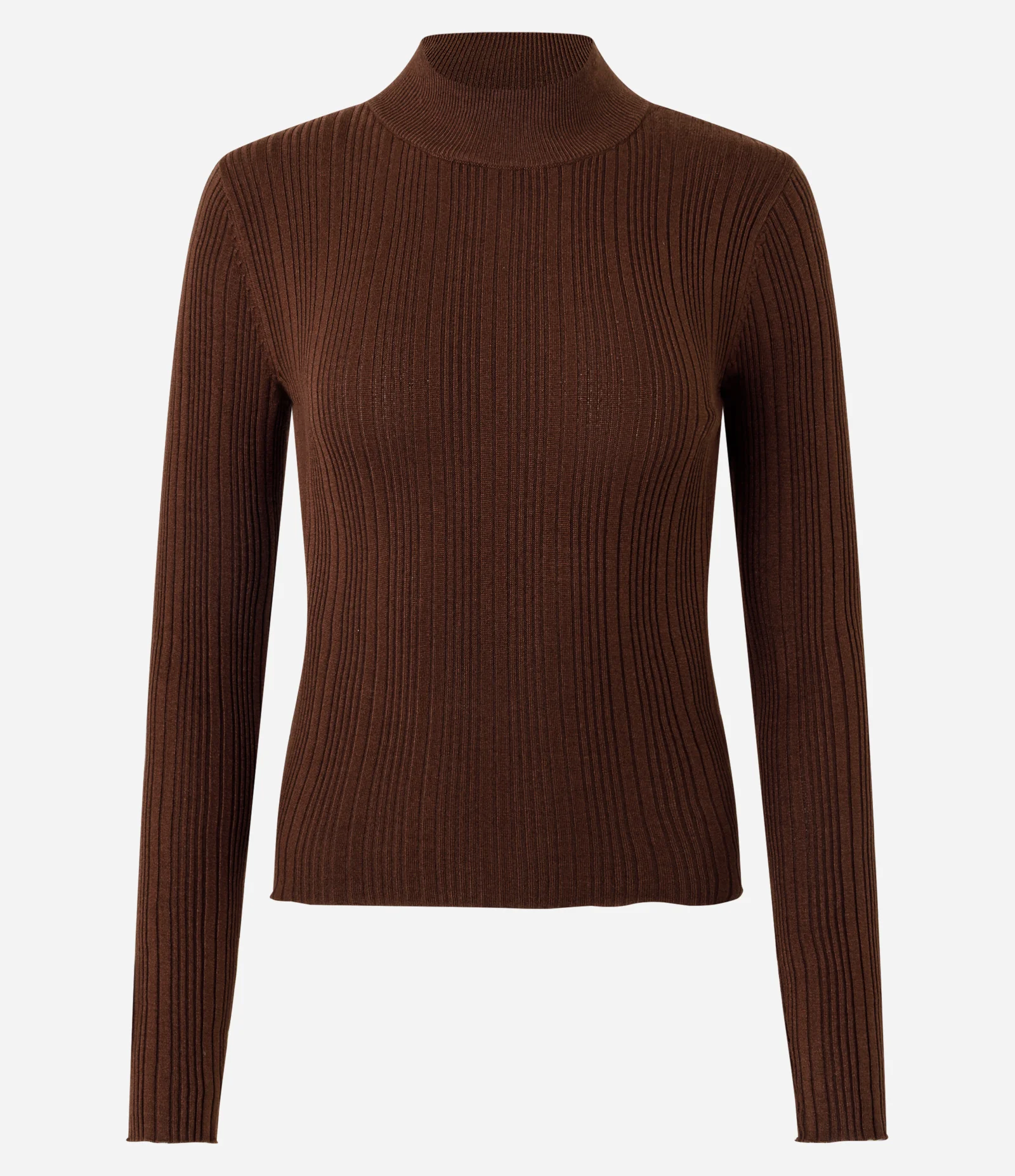 Blusa Retilínea Tricô com Gola Alta Adulto Marrom 4