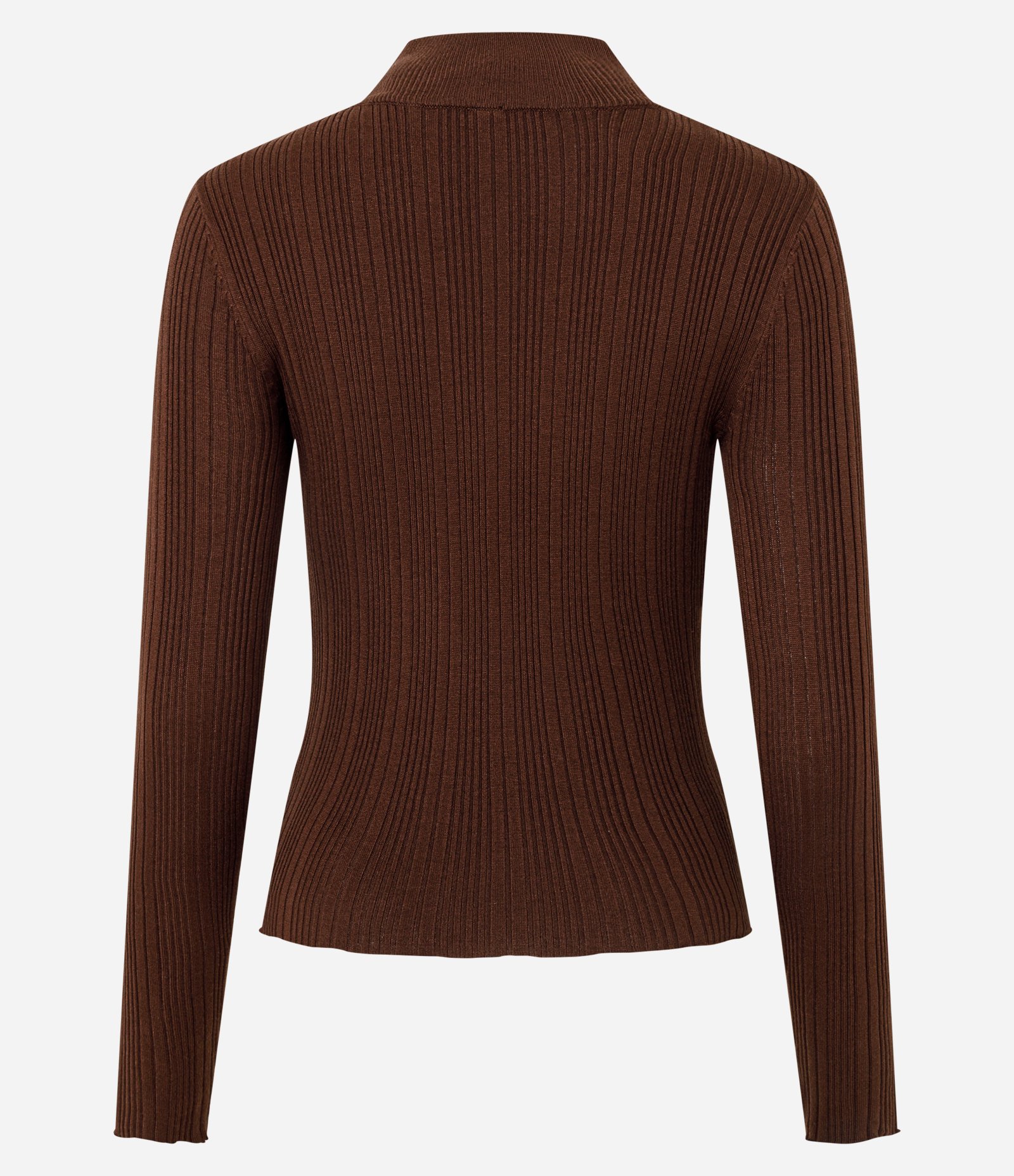 Blusa Retilínea Tricô com Gola Alta Adulto Marrom 6
