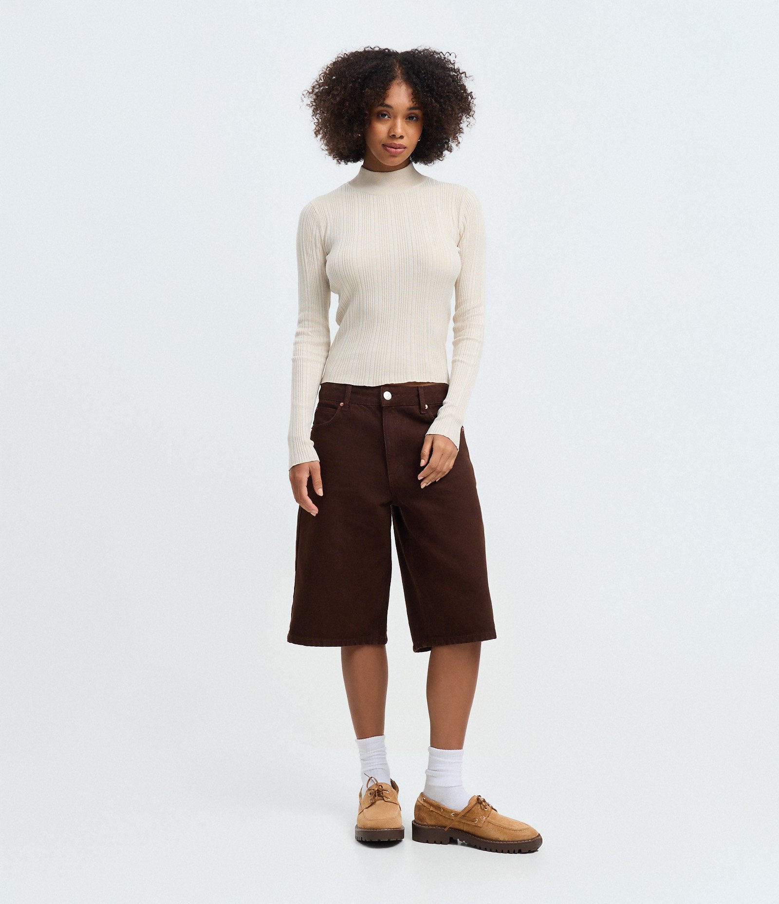 Blusa em Tricô com Gola Alta Off White 2