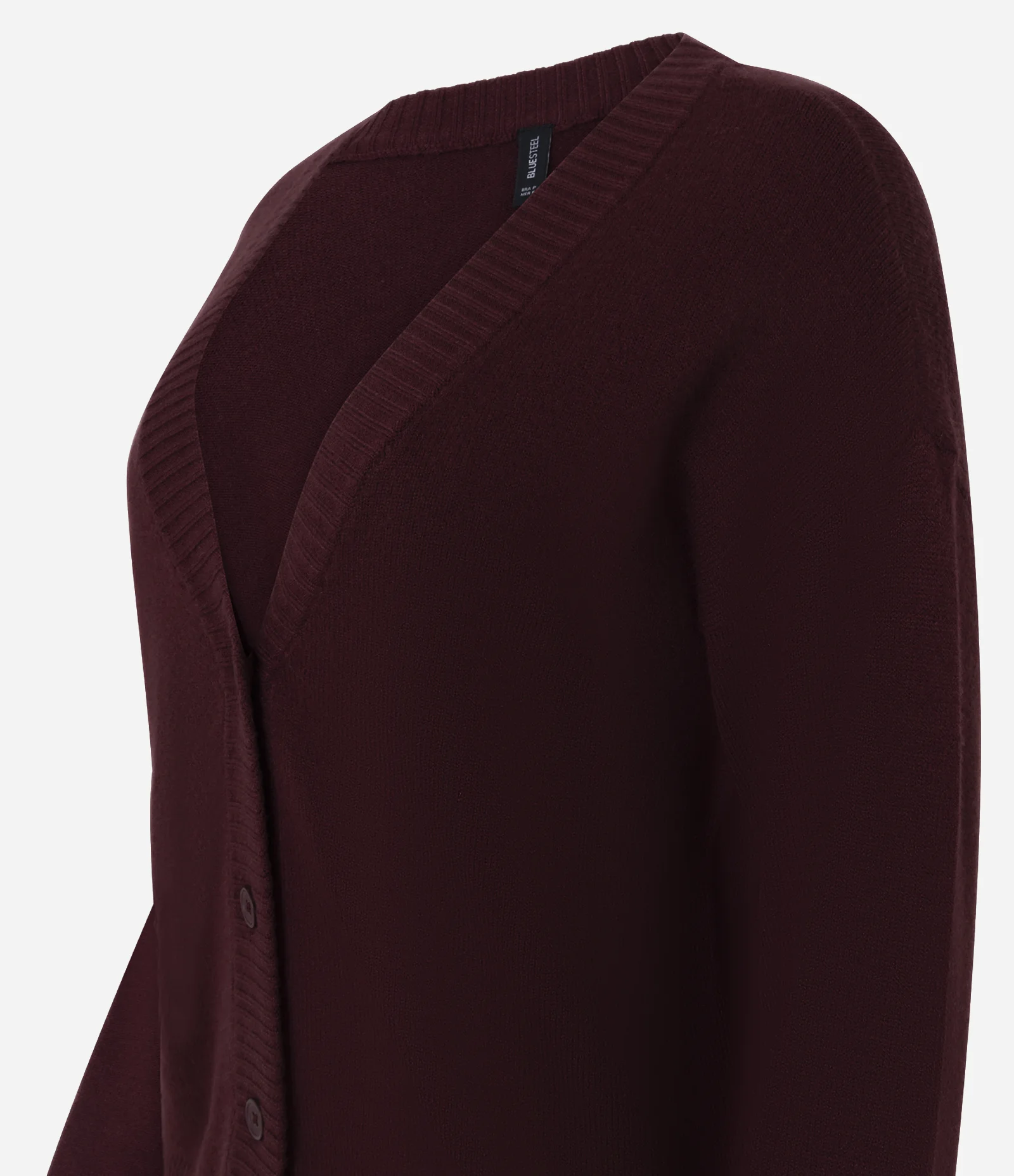 Cardigan Curto em Tricô com Botões Vermelho Escuro 2