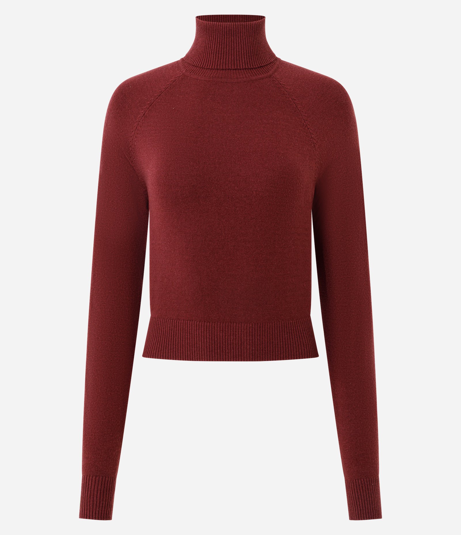 Blusa em Tricô com Gola Alta e Manga Longa Vinho 1