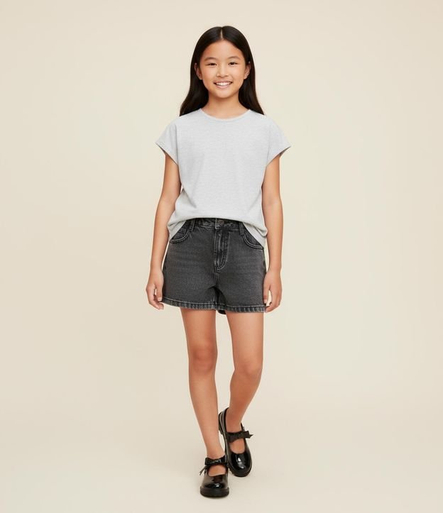Short Infantil em Jeans com Aplicação de Brilhos - Tam 5 a 14 Anos