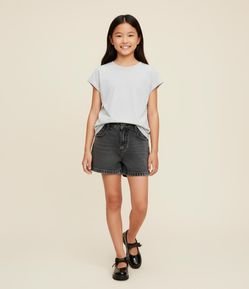Short Infantil em Jeans com Aplicação de Brilhos - Tam 5 a 14 Anos
