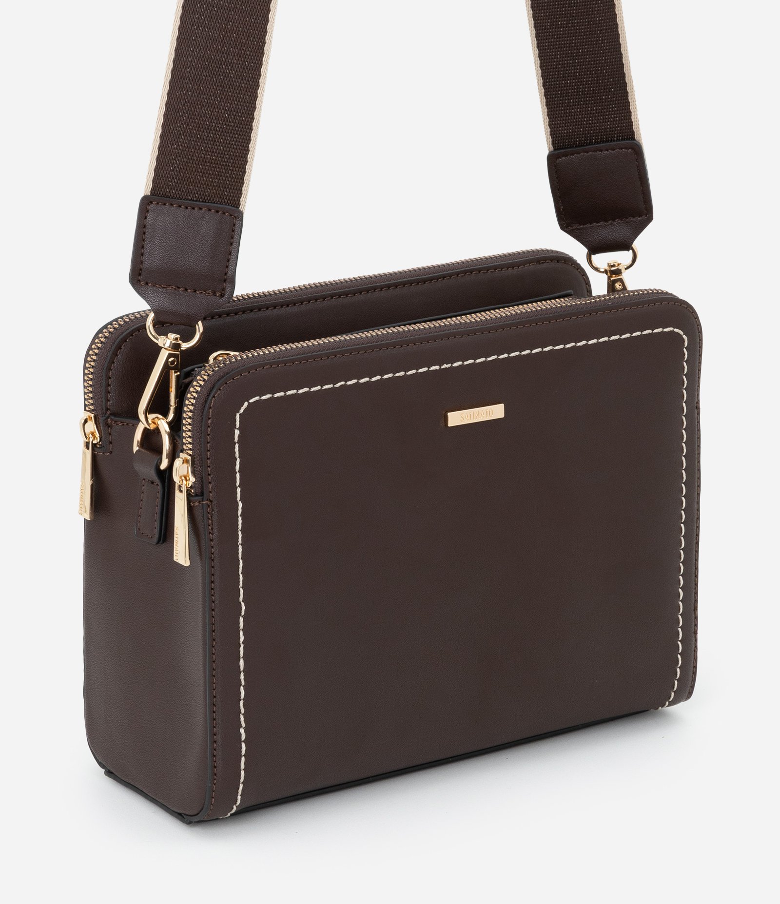 Bolsa Transversal com Alça Longa Removível Marrom 1