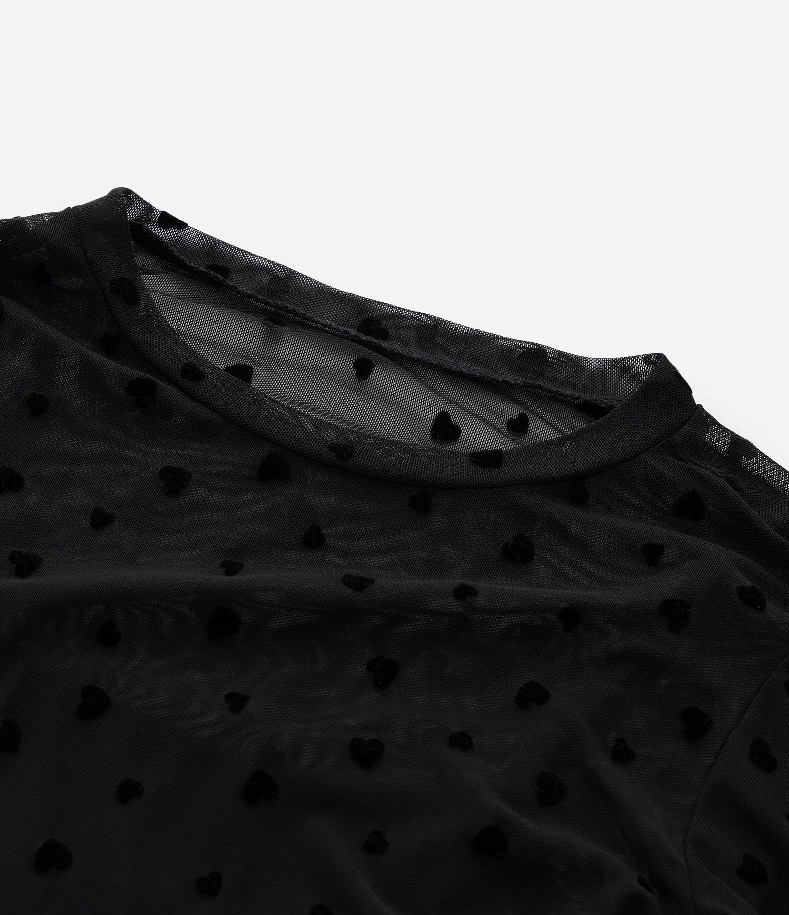 Camiseta Infantil em Tule com Corações e Regata Interna – Tam 5 A 14 Anos Preto 6