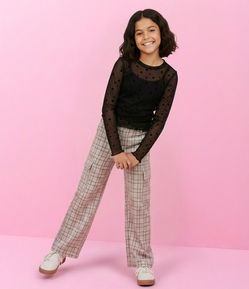 Camiseta Infantil em Tule com Corações e Regata Interna – Tam 5 A 14 Anos