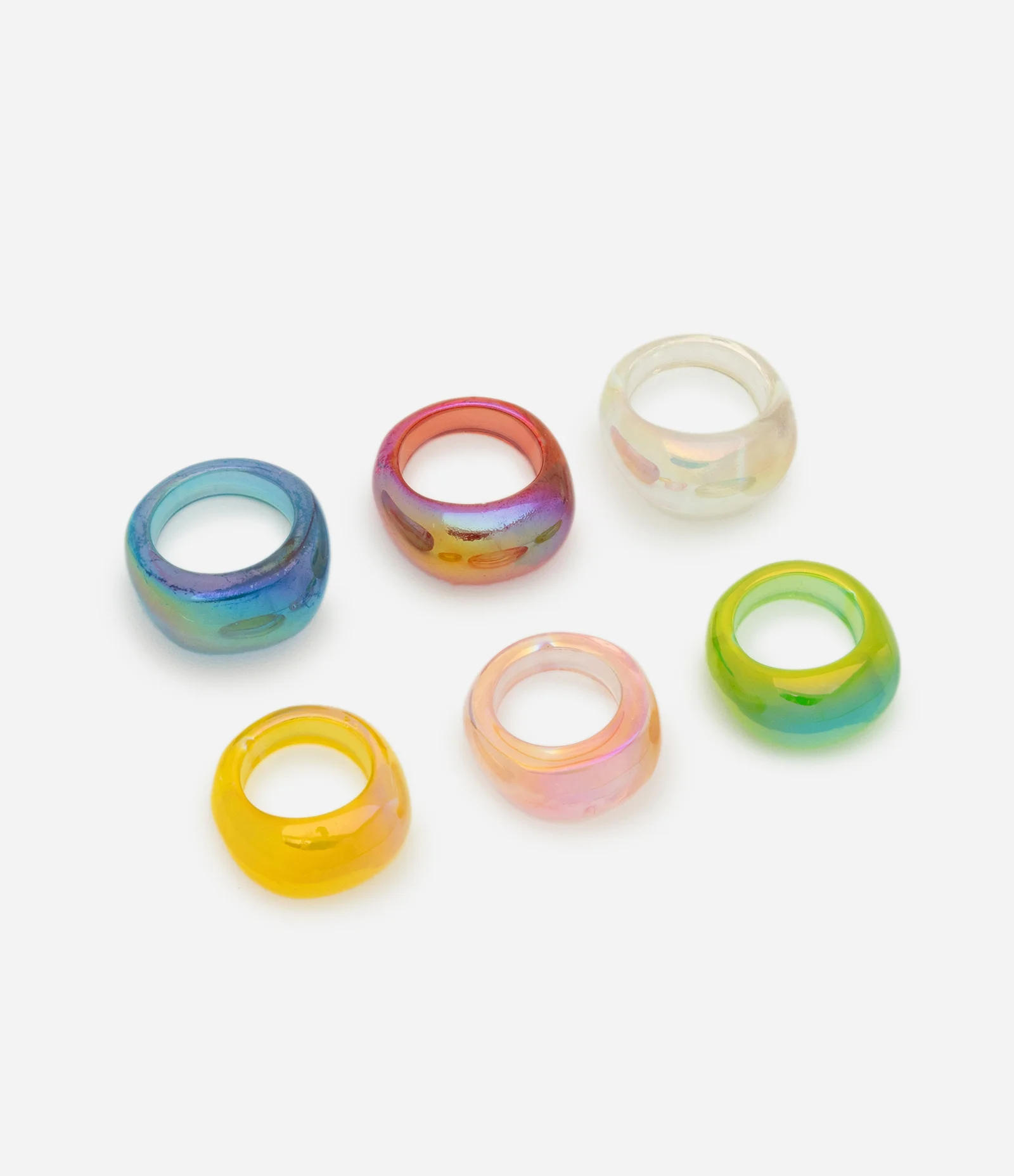 Kit 06 Anéis Bold com Cores Variadas Multicores 1