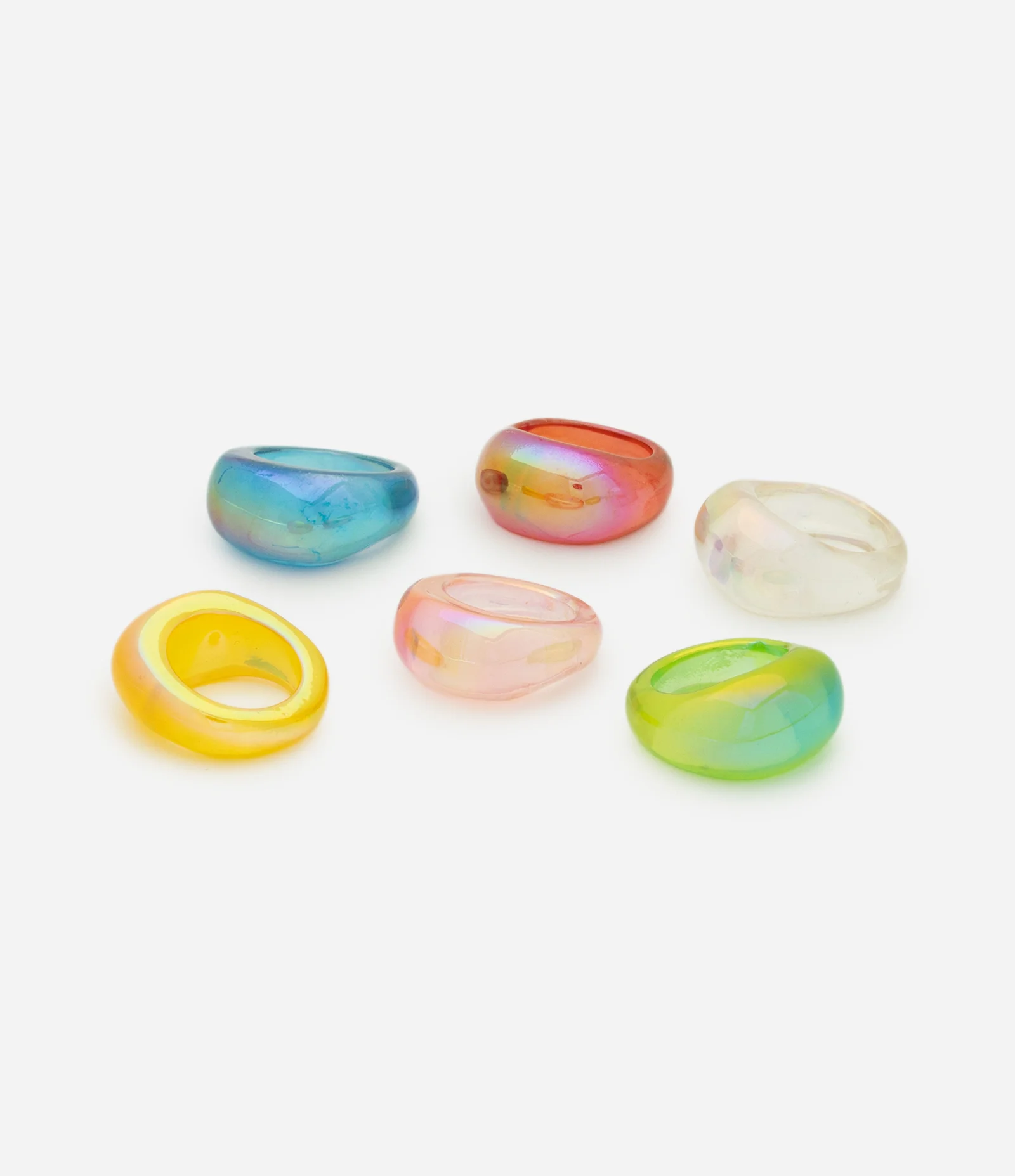 Kit 06 Anéis Bold com Cores Variadas Multicores 2