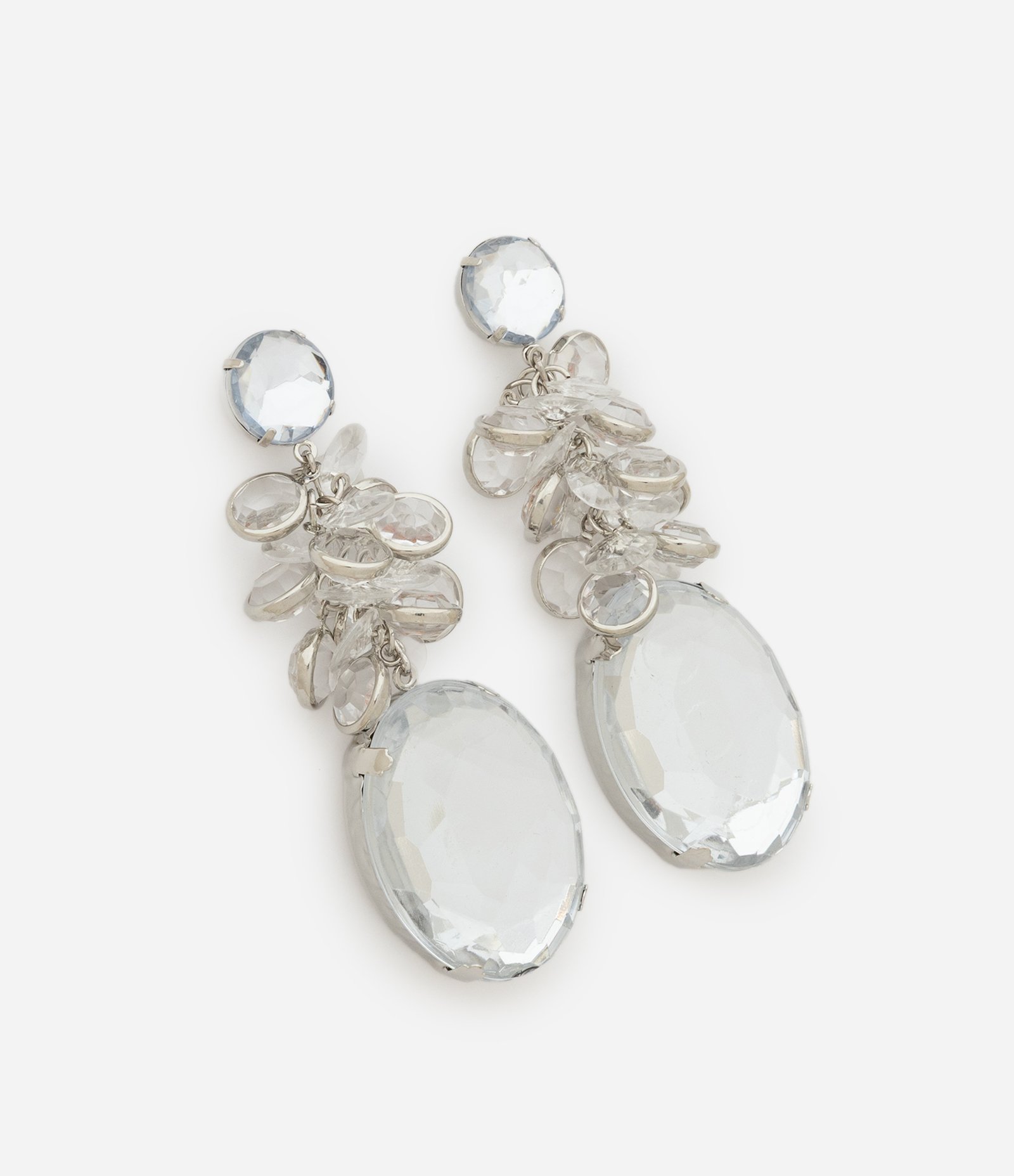 Maxi Brinco em Strass com Pingente Cristal Artificial Prata 2