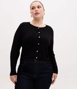Cardigan Regular Básico em Tricô Curve & Plus Size