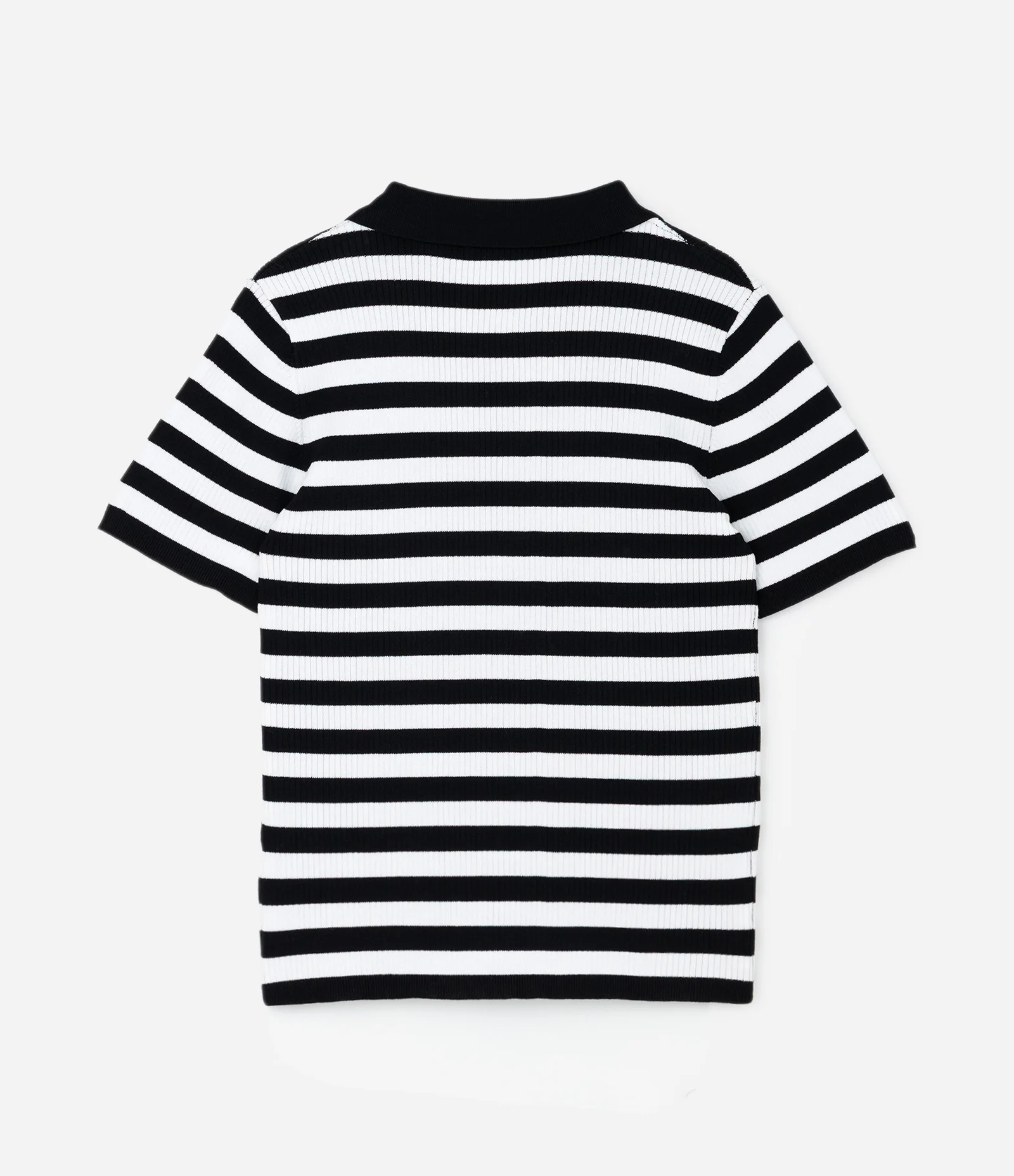 Blusa em Tricô com Listras e Gola Polo Curve & Plus Size Preto/Branco 2