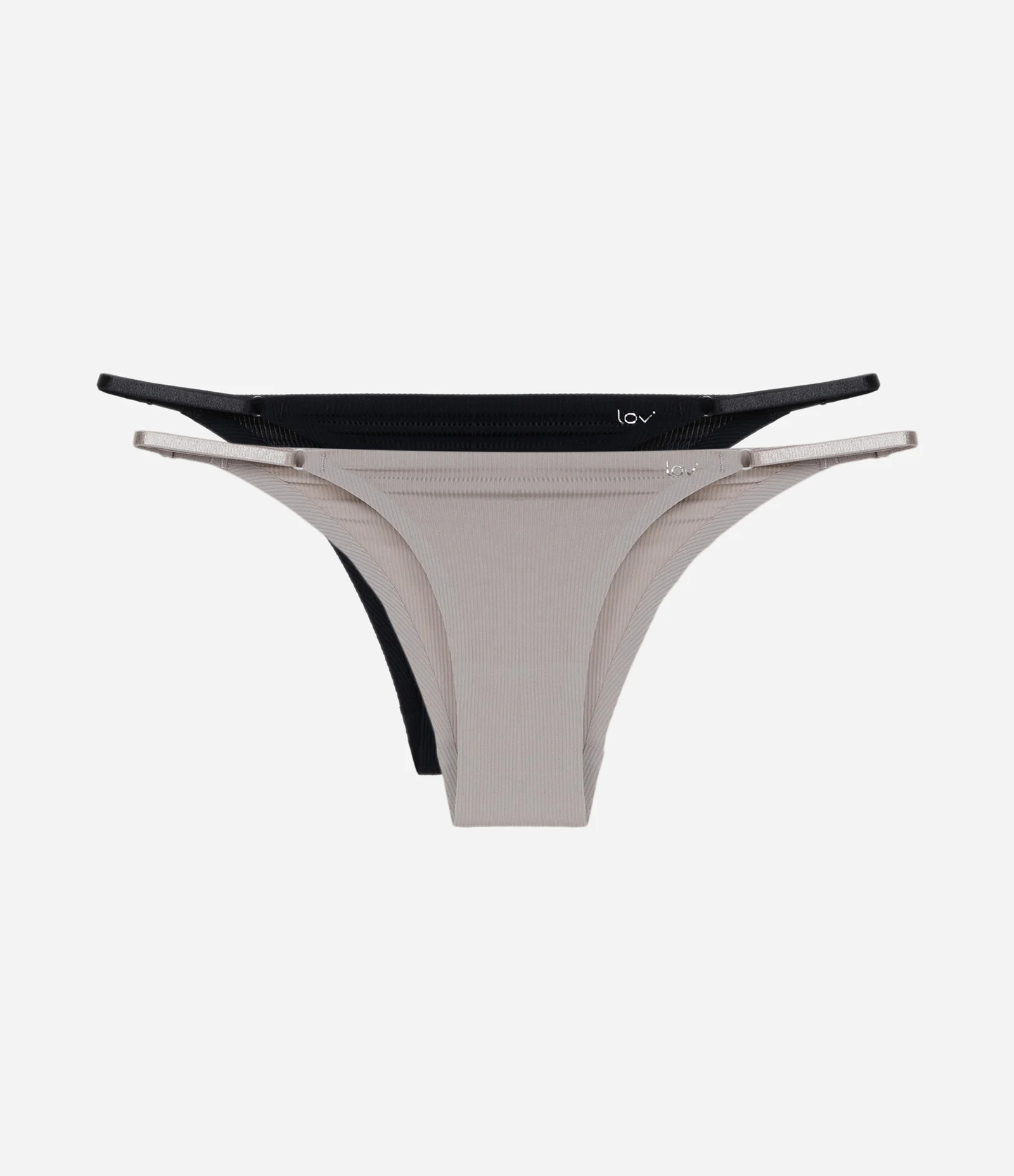 Kit 02 Calcinhas String em Microfibra Texturizada Cinza/Preto 1