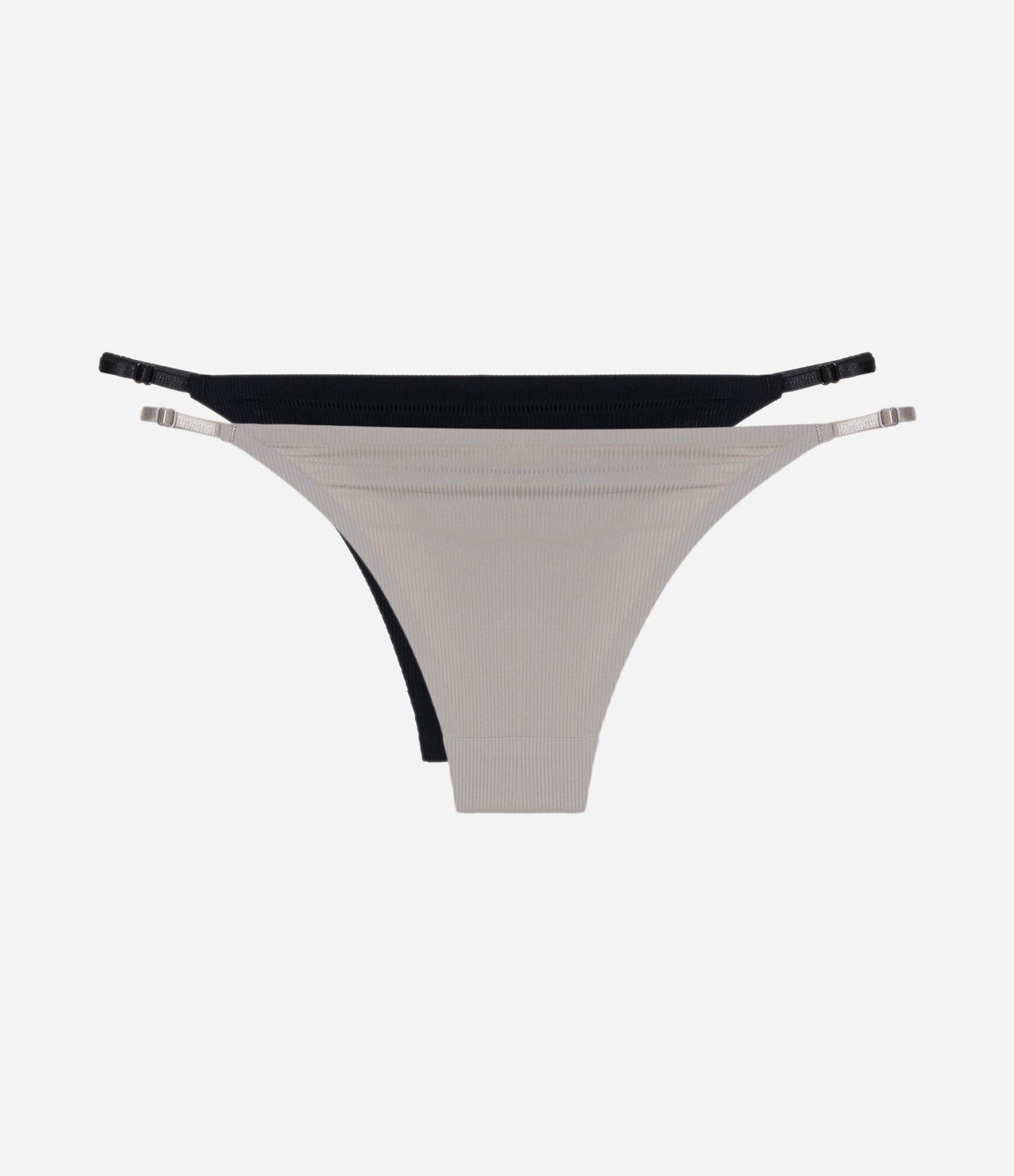 Kit 02 Calcinhas String em Microfibra Texturizada Cinza/Preto 2