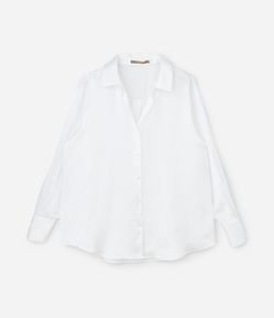 Camisa Regular em Cetim com Vista de Botões