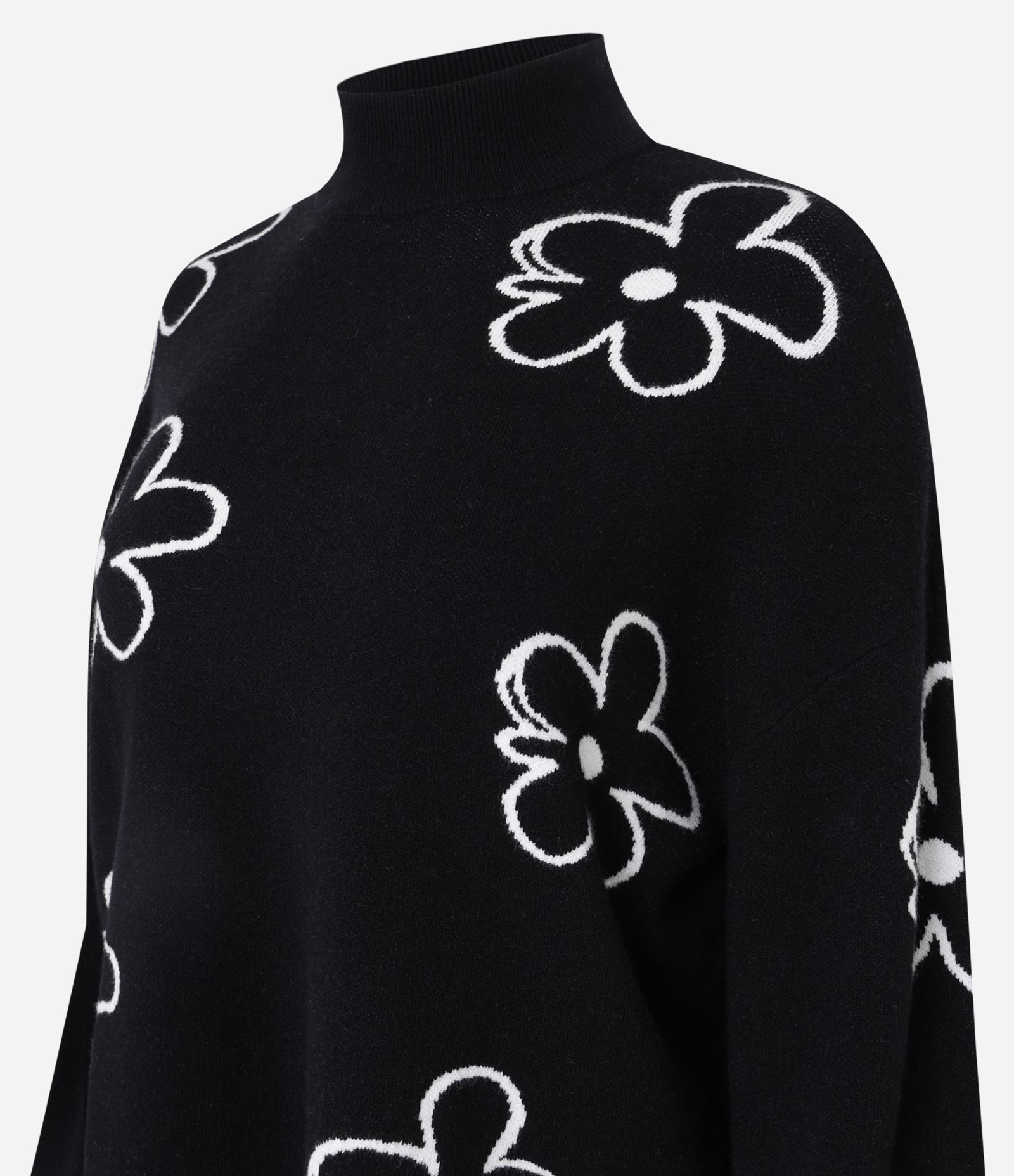 Blusa Manga Longa com Estampa Floral de Margaridas Preto 6