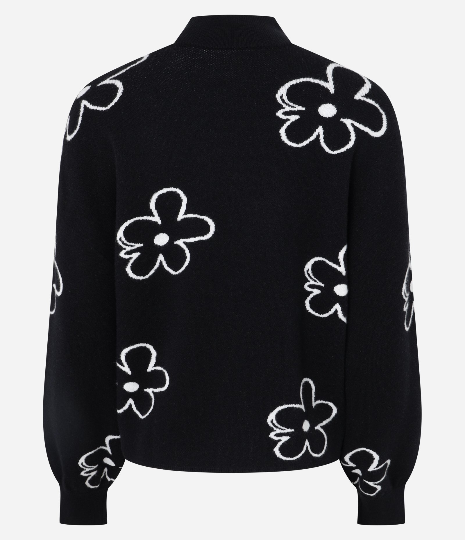 Blusa Manga Longa com Estampa Floral de Margaridas Preto 7