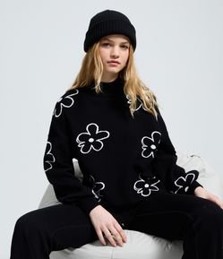 Blusa Manga Longa com Estampa Floral de Margaridas