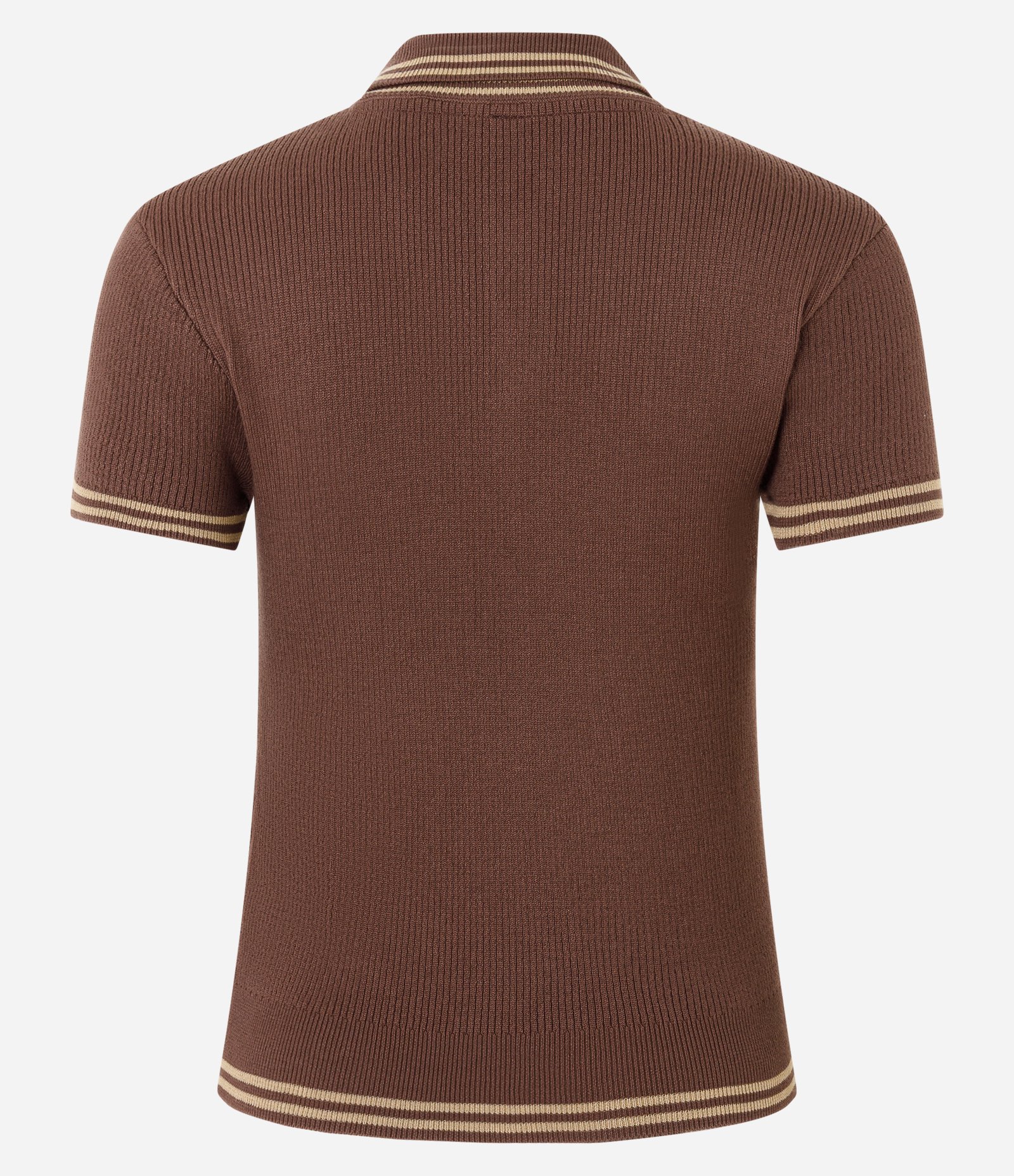 Blusa Gola Polo em Tricô Texturizado com Viés Contrastante Marrom 7