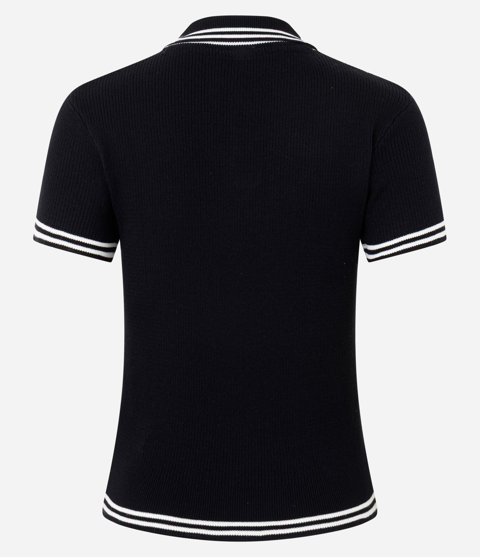 Blusa Gola Polo em Tricô Texturizado com Viés Contrastante Preto 7